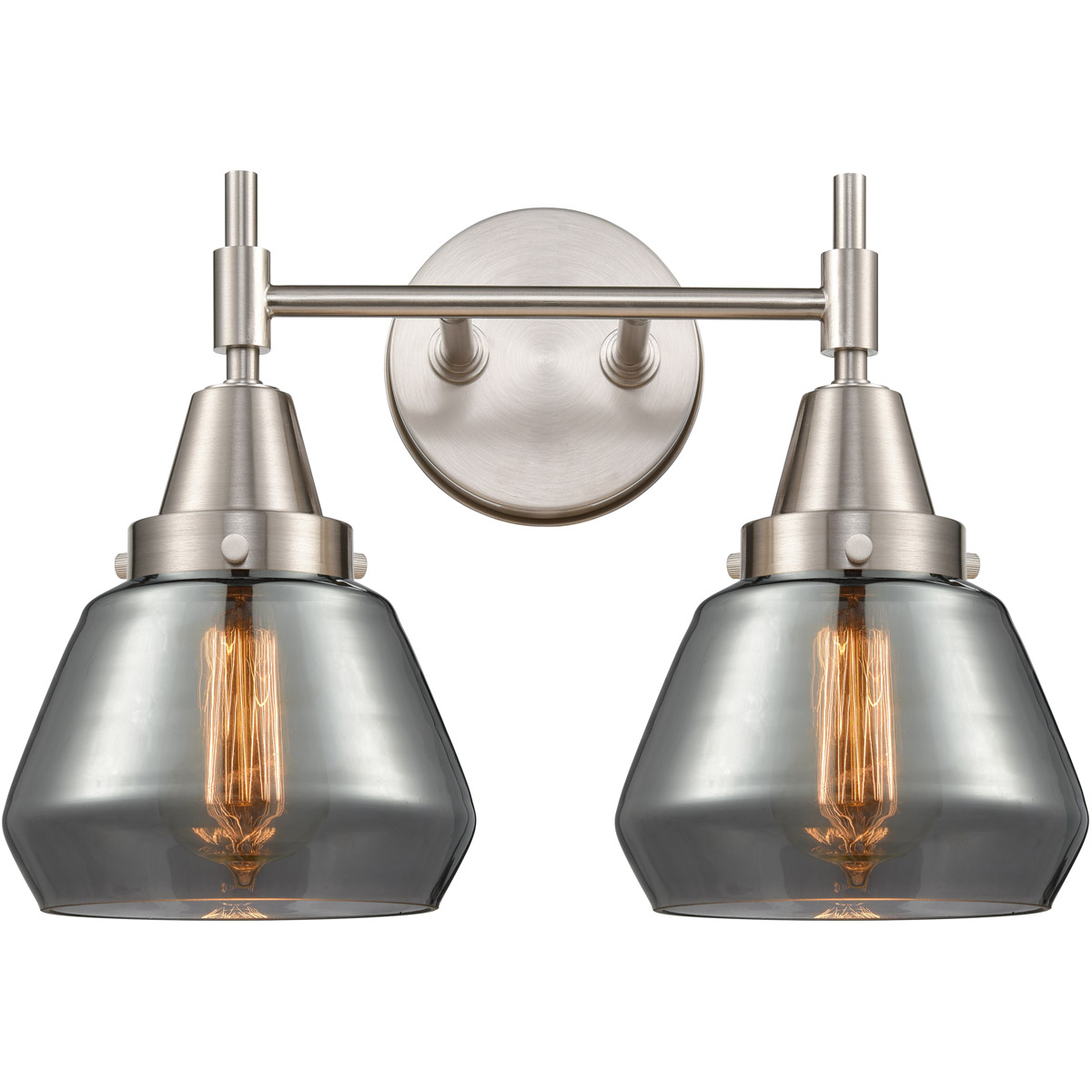 Caden 2 Light 16 inch Satin Nickel Bath Vanity Light Wall Light in Plated Smoke Glass