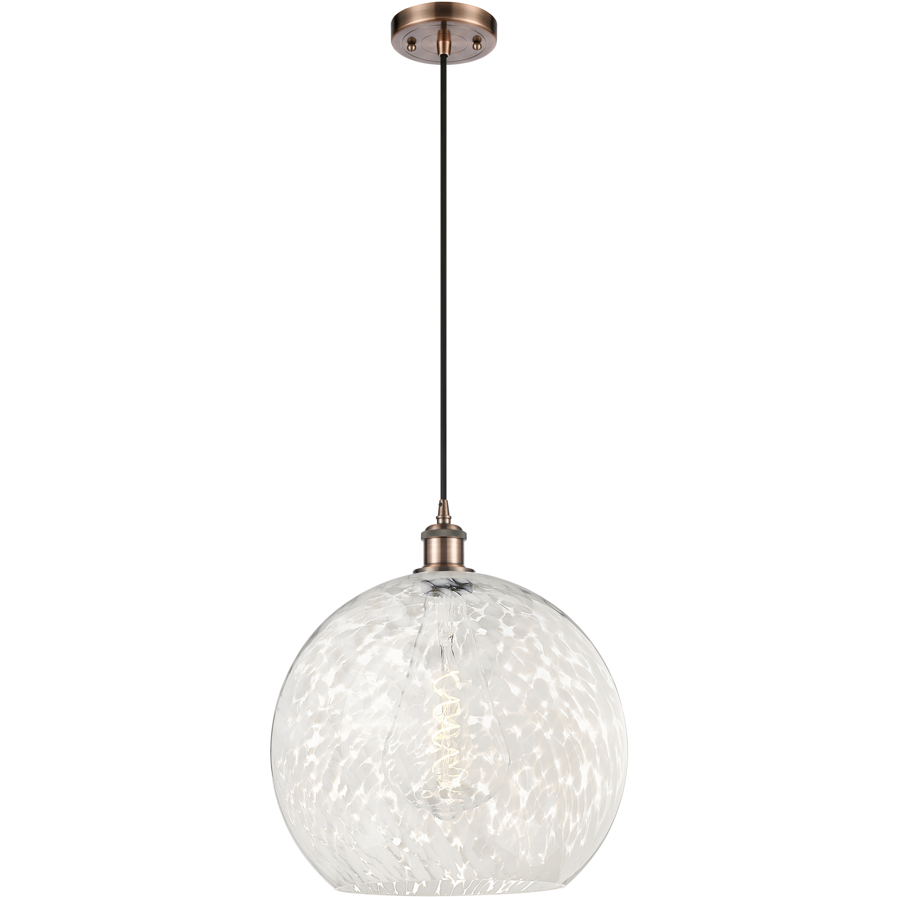 Ballston White Mouchette 1 Light 13.75 inch Antique Copper Cord Hung Pendant Ceiling Light