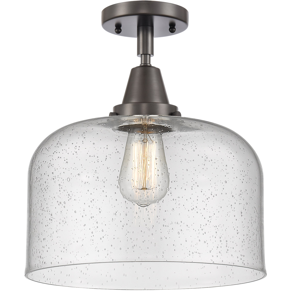 Franklin Restoration X-Large Bell 1 Light 12 inch Oil Rubbed Bronze Flush Mount Ceiling Light in Seedy Glass