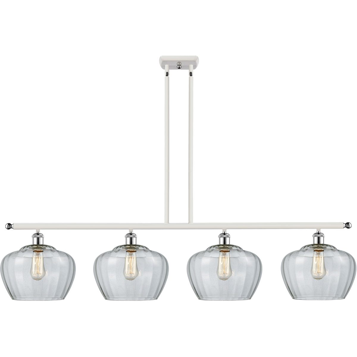 Ballston Large Fenton LED 48 inch White and Polished Chrome Island Light Ceiling Light in Clear Glass, Ballston