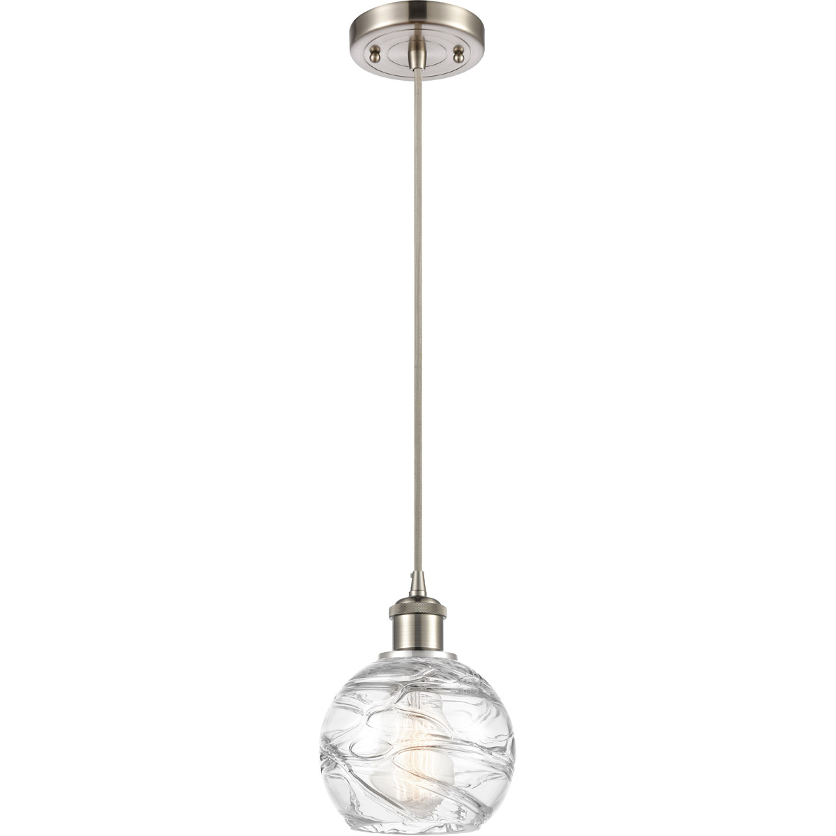 Ballston Small Deco Swirl LED 6 inch Brushed Satin Nickel Mini Pendant Ceiling Light in Silver, Ballston