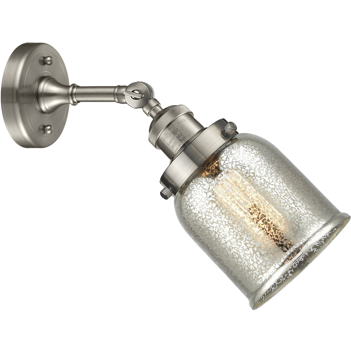 Franklin Restoration Small Bell 1 Light 5 inch Brushed Satin Nickel Sconce Wall Light in Silver Plated Mercury Glass, Franklin Restoration