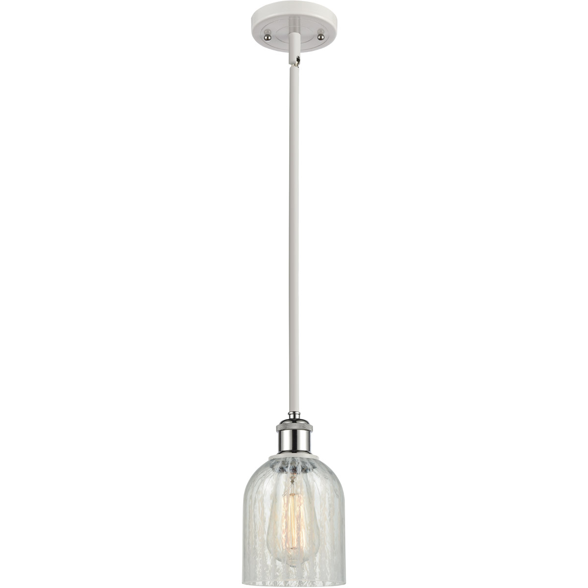 Ballston Caledonia 1 Light 5 inch White and Polished Chrome Pendant Ceiling Light in Mouchette Glass, Ballston