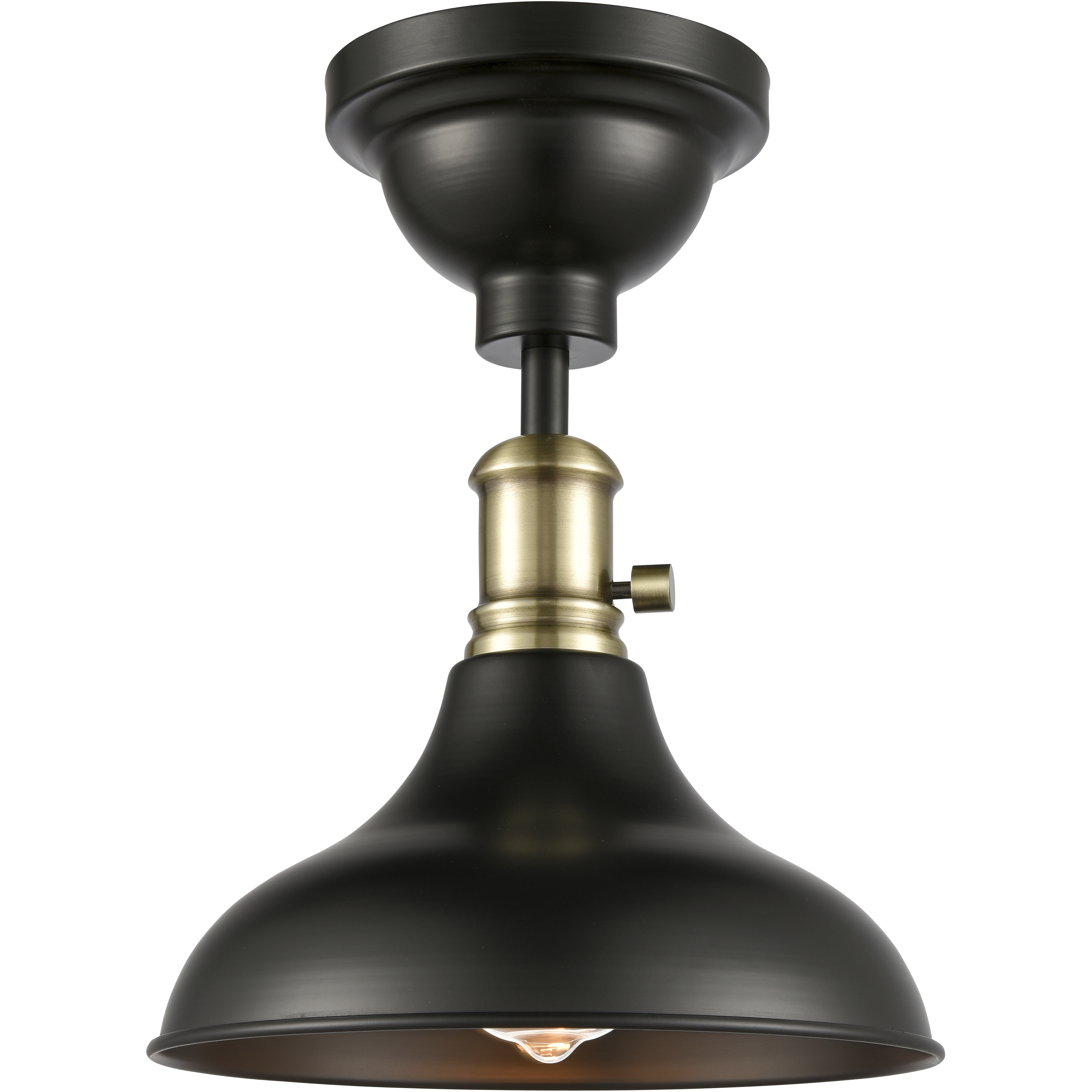 Black and brass store flush mount light