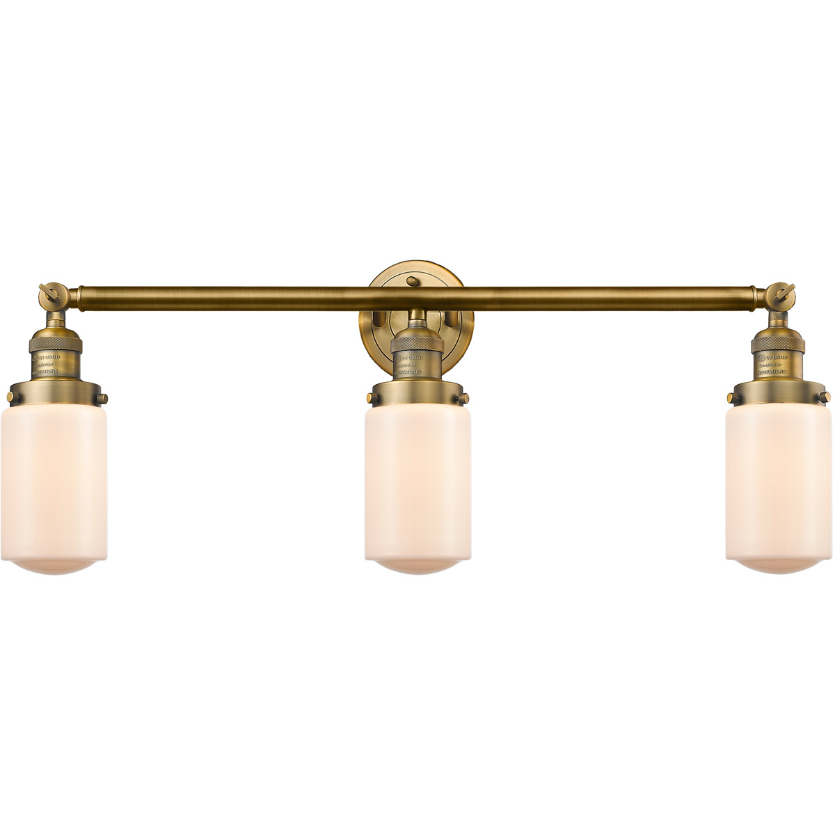 Franklin Restoration Dover LED 31 inch Brushed Brass Bath Vanity Light Wall Light in Matte White Glass, Franklin Restoration