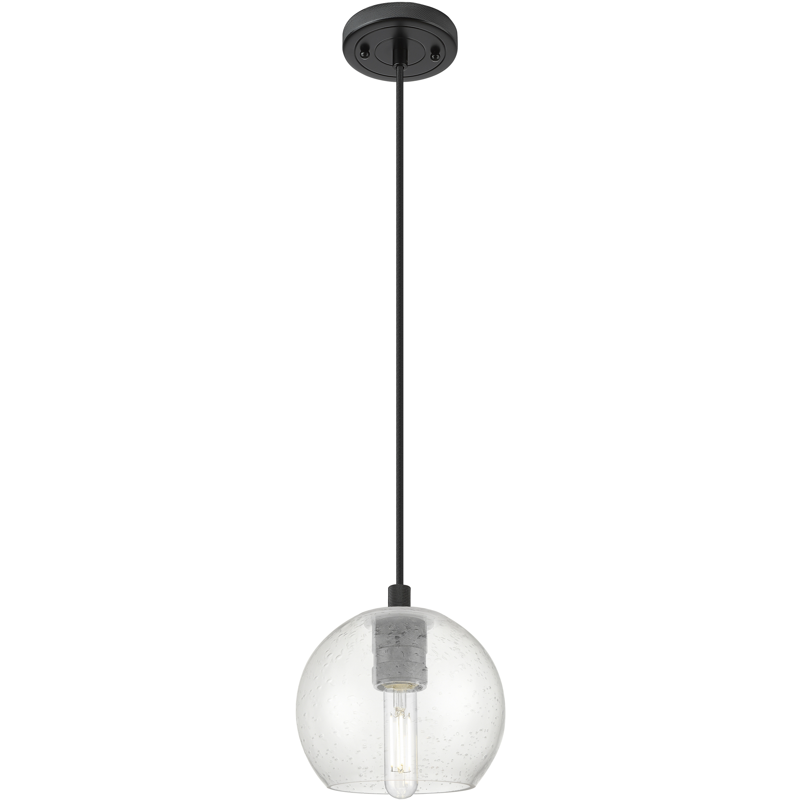 Crown Point 1 Light 5.88 inch Matte Black Pendant Ceiling Light in Seedy Glass