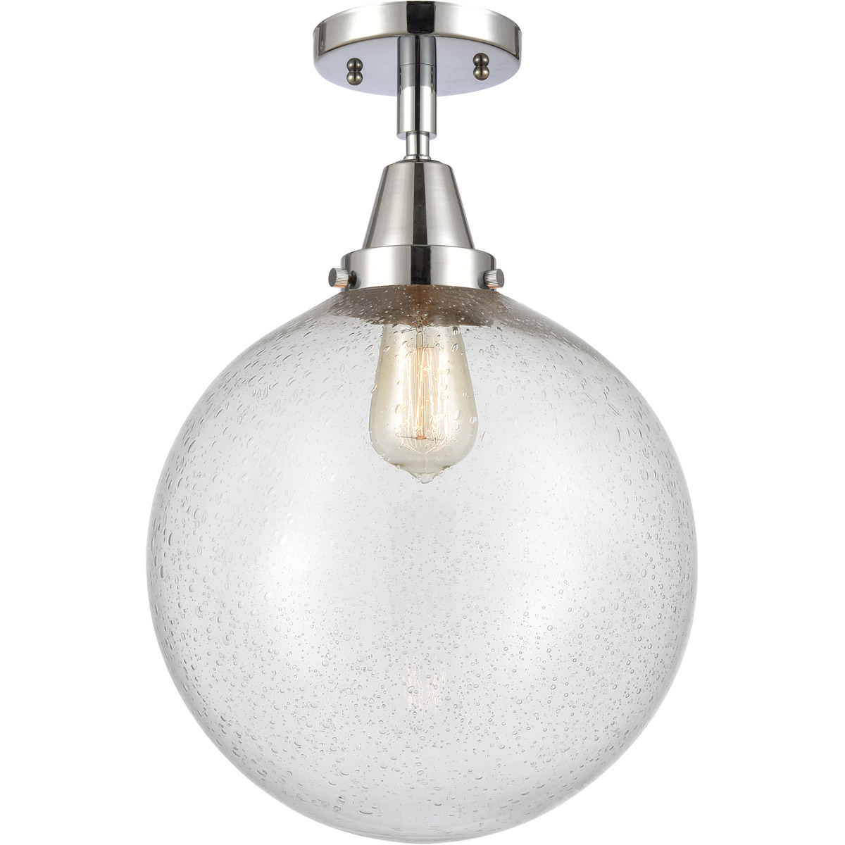 Beacon LED 12 inch Polished Chrome Flush Mount Ceiling Light in Seedy Glass