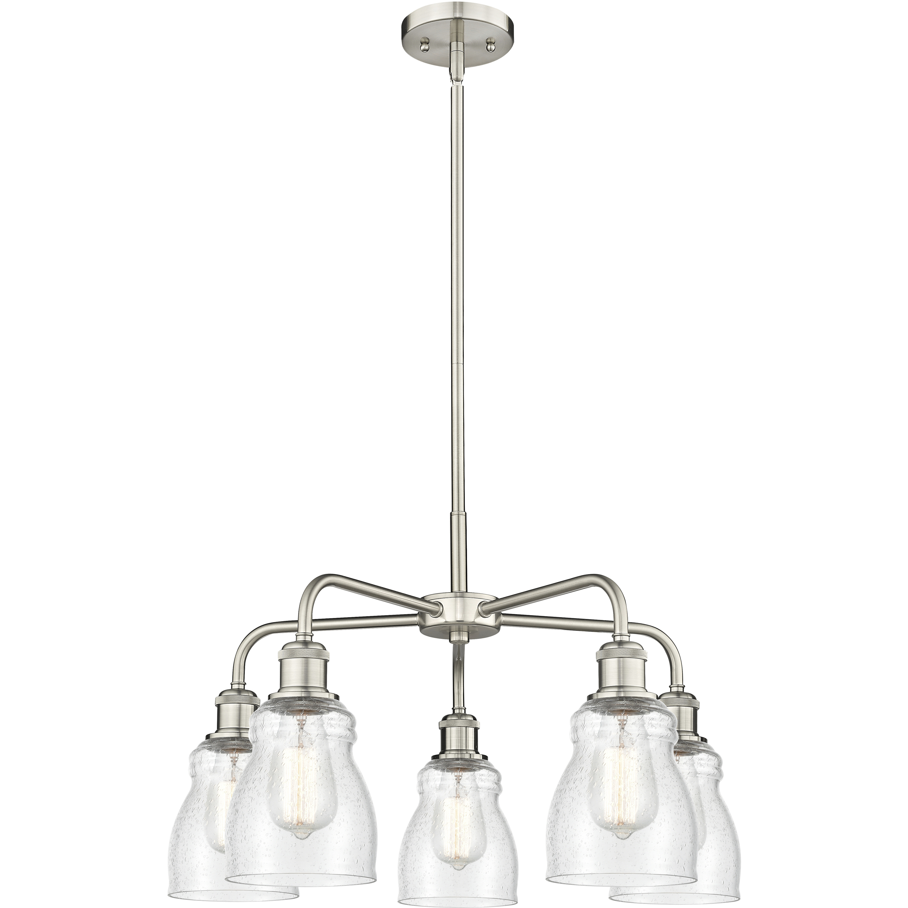 Ellery 5 Light 22.75 inch Satin Nickel Chandelier Ceiling Light in Seedy Glass