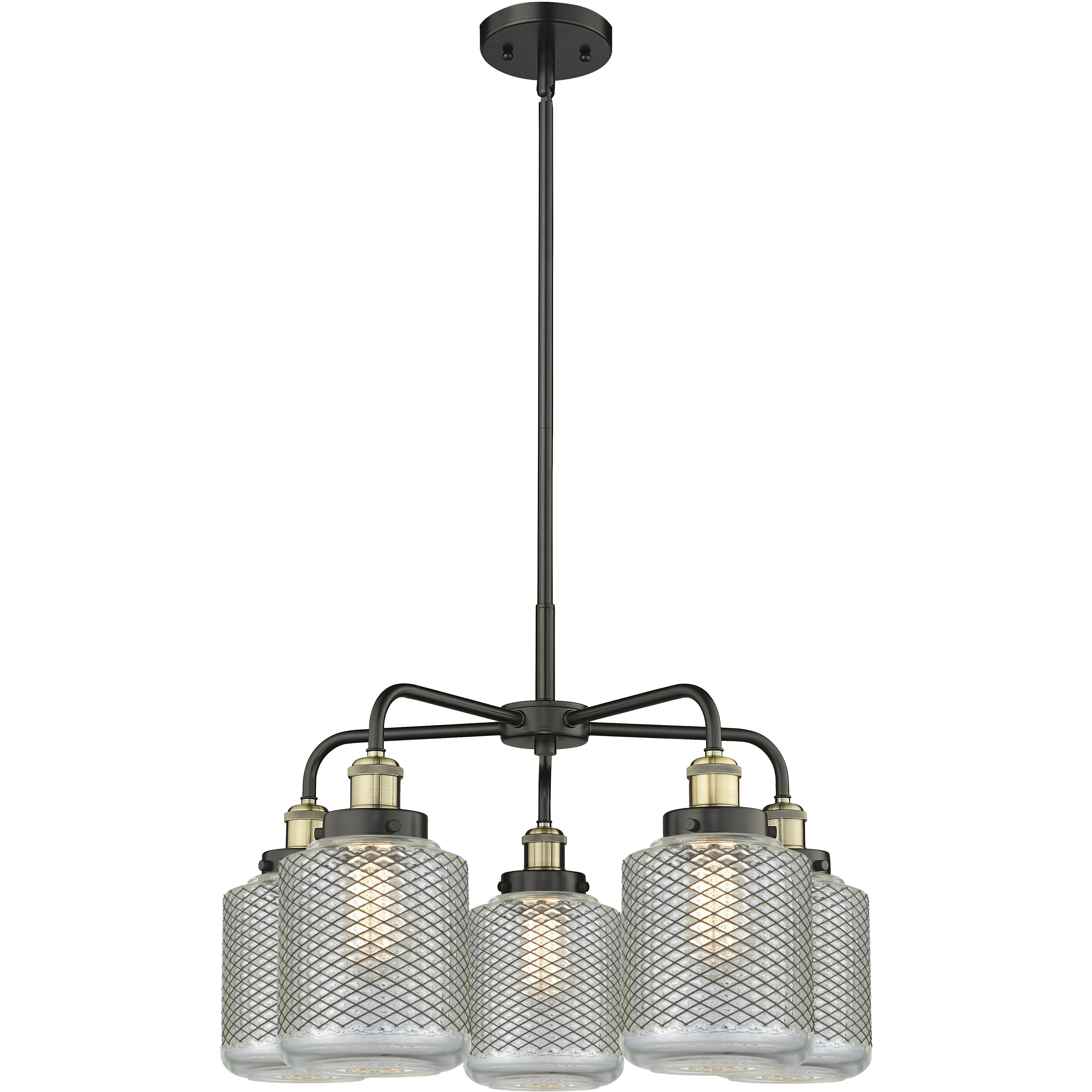 Edison 5 Light 24 inch Black Antique Brass Chandelier Ceiling Light