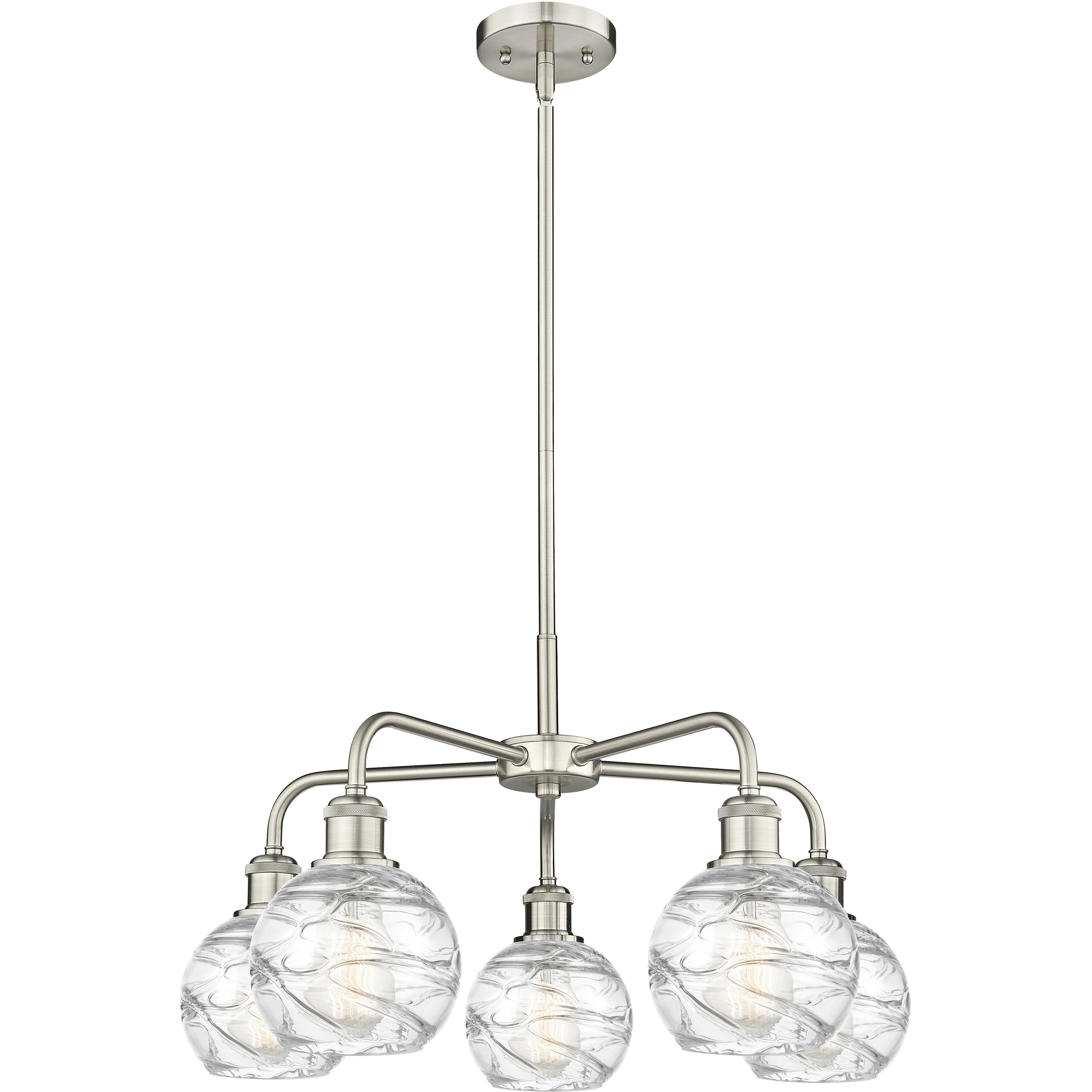Athens Deco Swirl 5 Light 23.88 inch Satin Nickel Chandelier Ceiling Light in Clear Deco Swirl Glass
