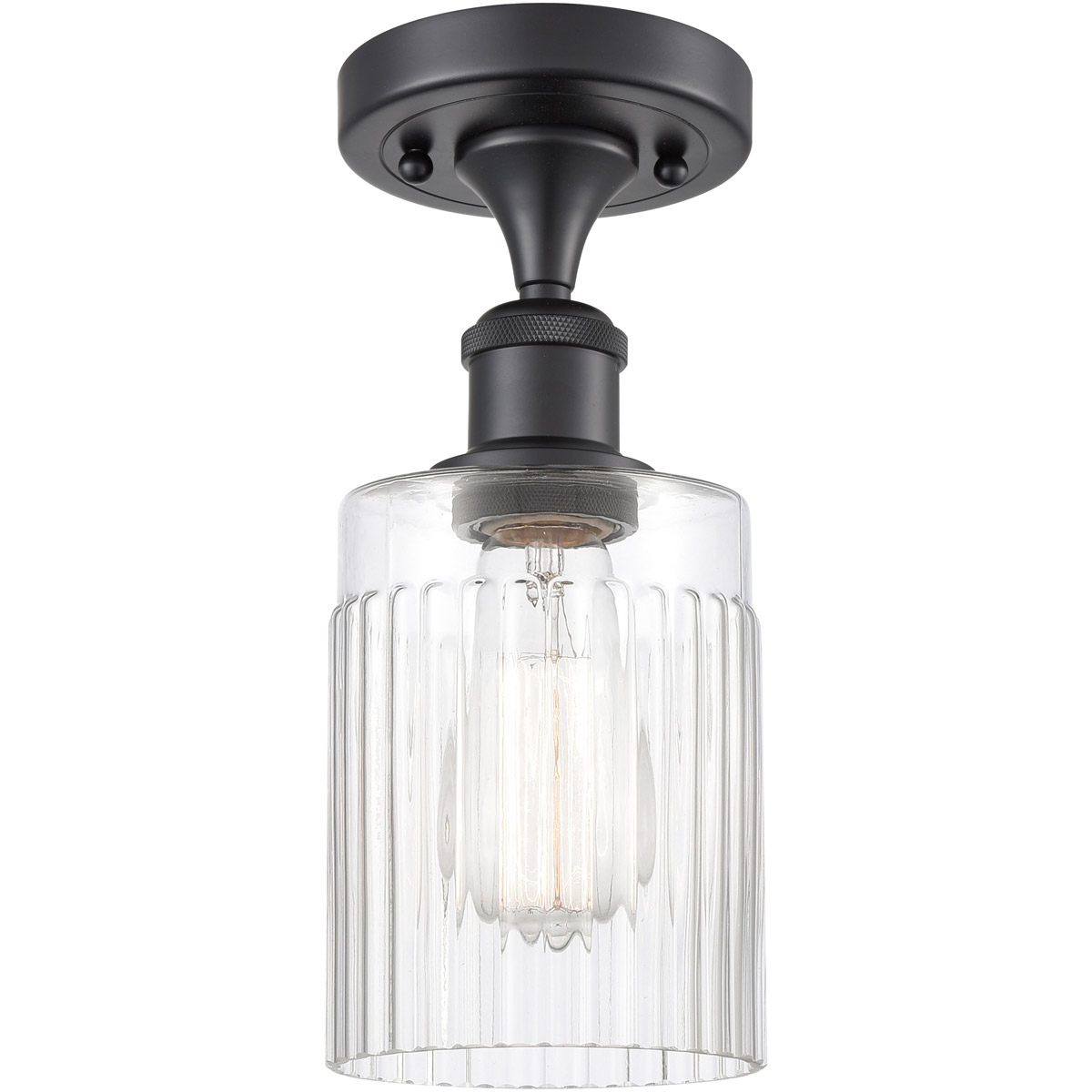 Ballston Hadley 1 Light 5 inch Matte Black Semi-Flush Mount Ceiling Light in Clear Glass, Ballston
