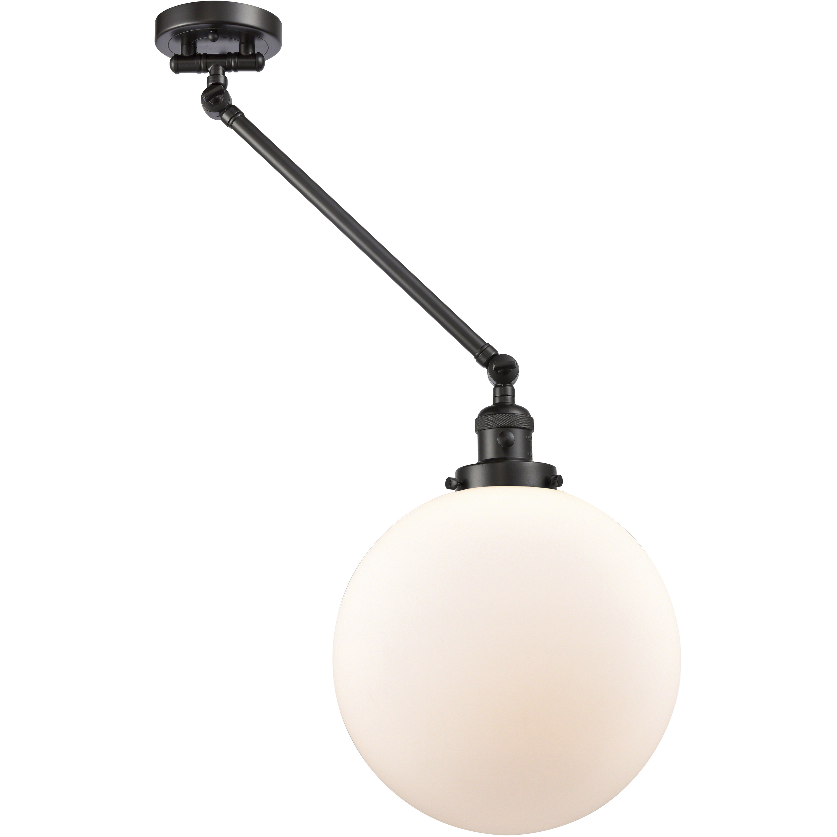 XX-Large Beacon 20 inch 100 watt Oil Rubbed Bronze Swing Arm Wall Light in Matte White Glass, Franklin Restoration
