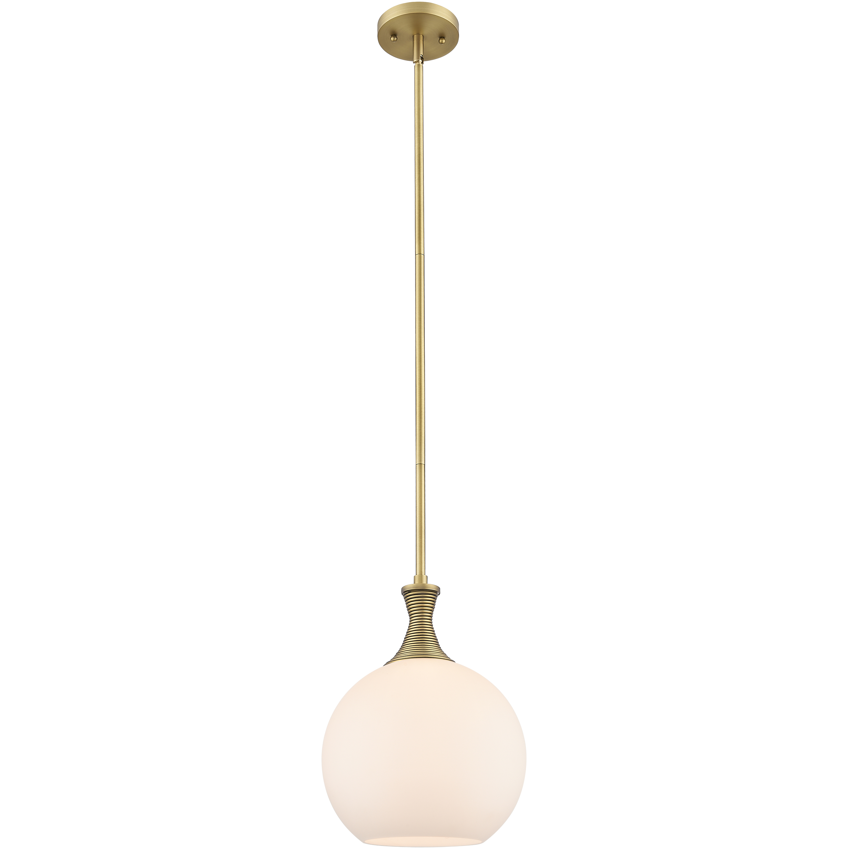 Astor 1 Light 10 inch Brushed Brass Mini Pendant Ceiling Light in Matte White Glass
