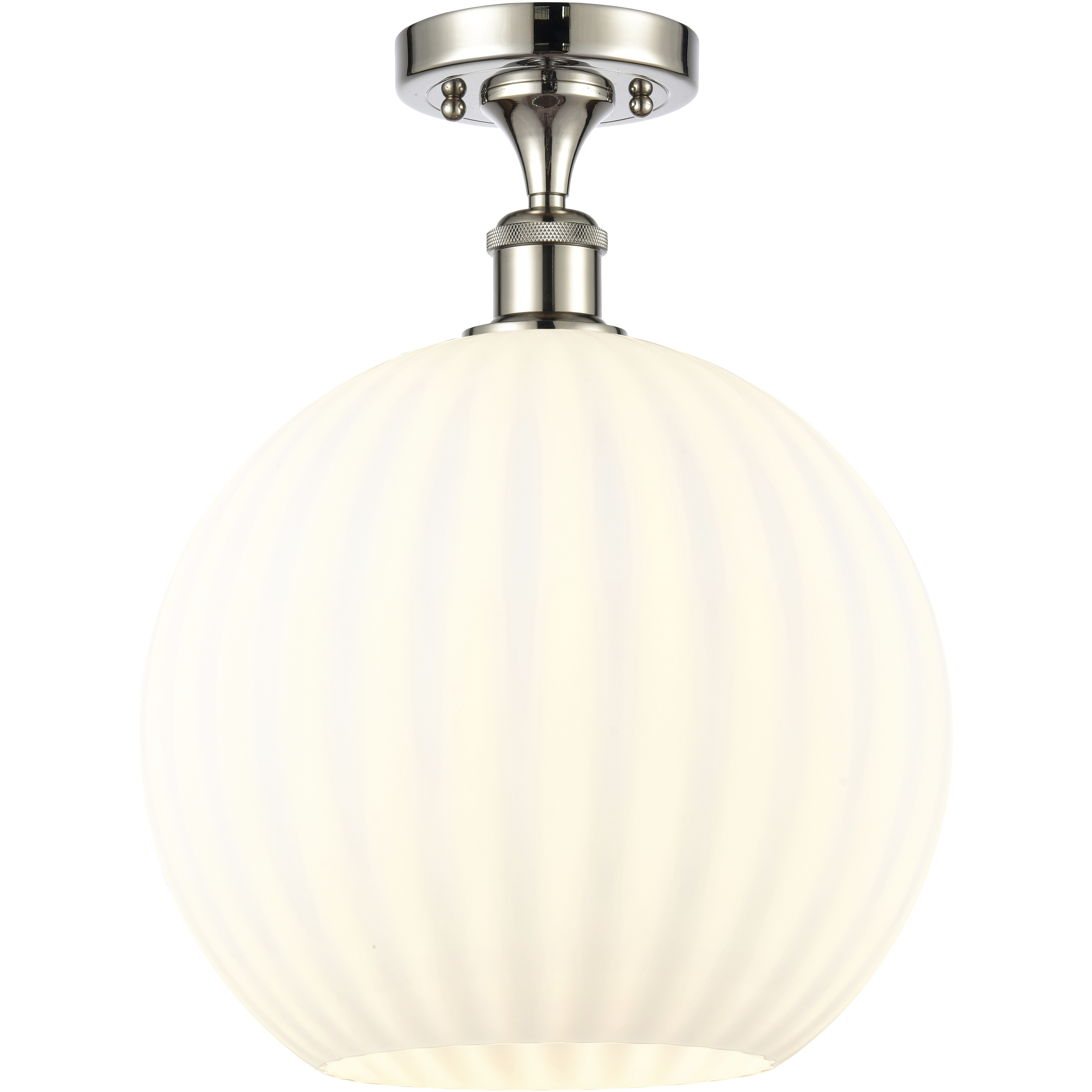 Edison White Venetian 1 Light 12 inch Polished Nickel Semi-Flush Mount Ceiling Light
