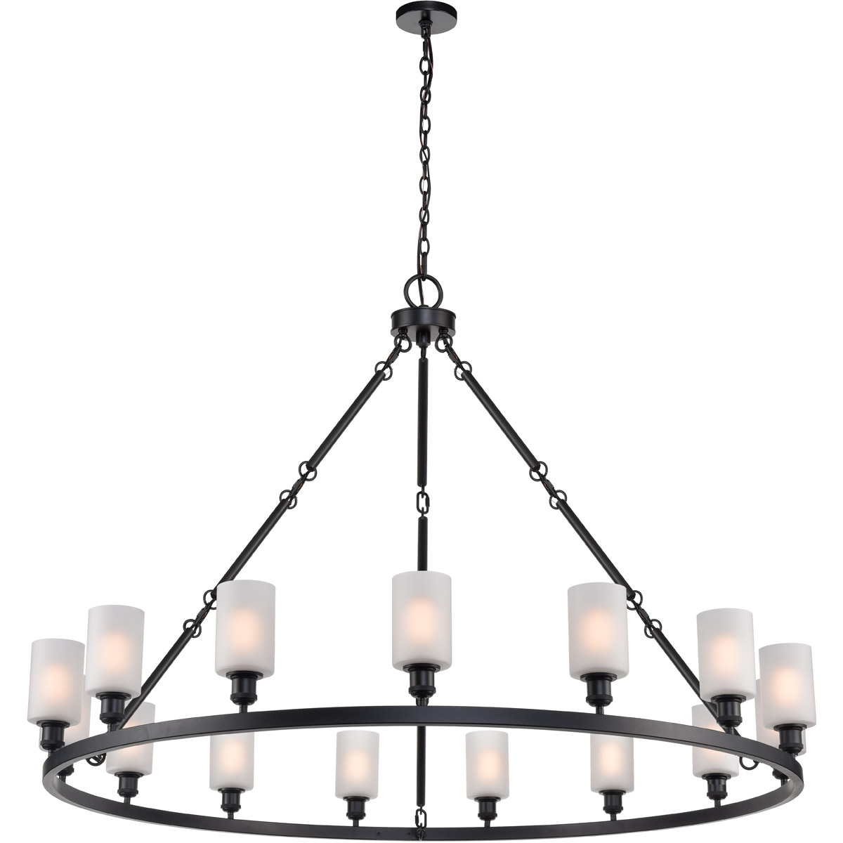 Ballston Saloon LED 60 inch Matte Black Chandelier Ceiling Light in Matte White Glass