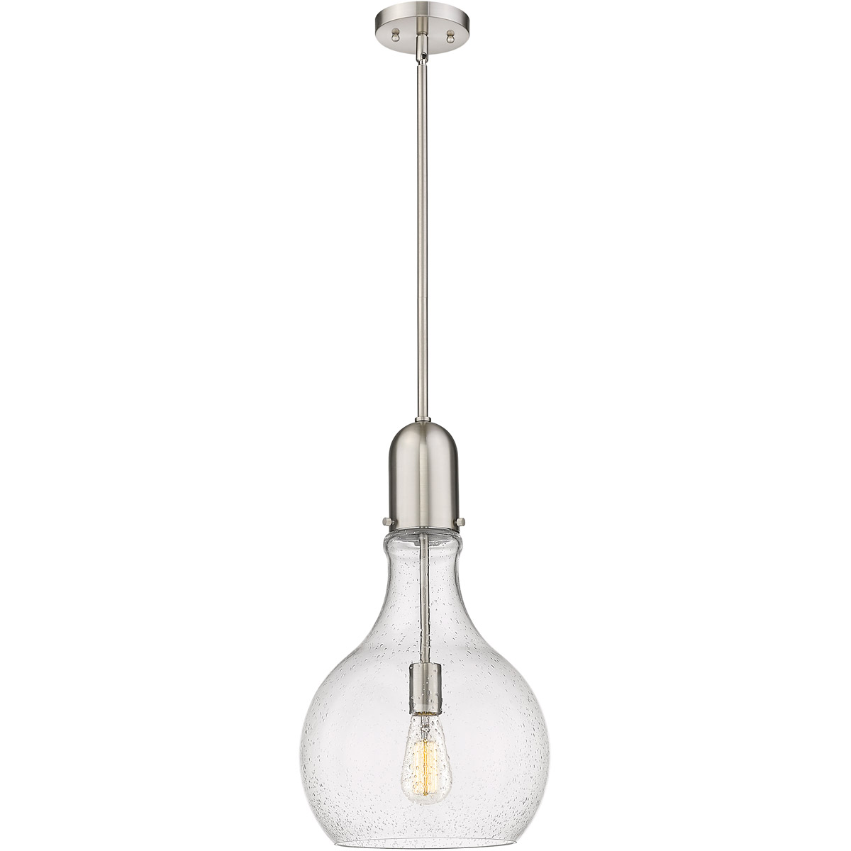 Amherst LED 11.75 inch Brushed Satin Nickel Mini Pendant Ceiling Light in Seedy Glass