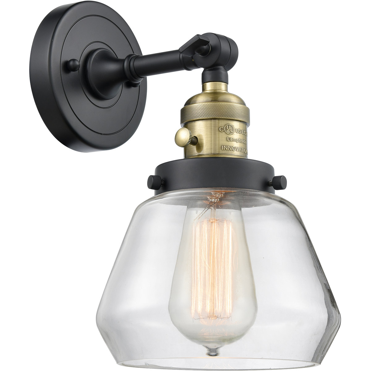 Franklin Restoration Fulton LED 7 inch Black Antique Brass Sconce Wall Light, Franklin Restoration