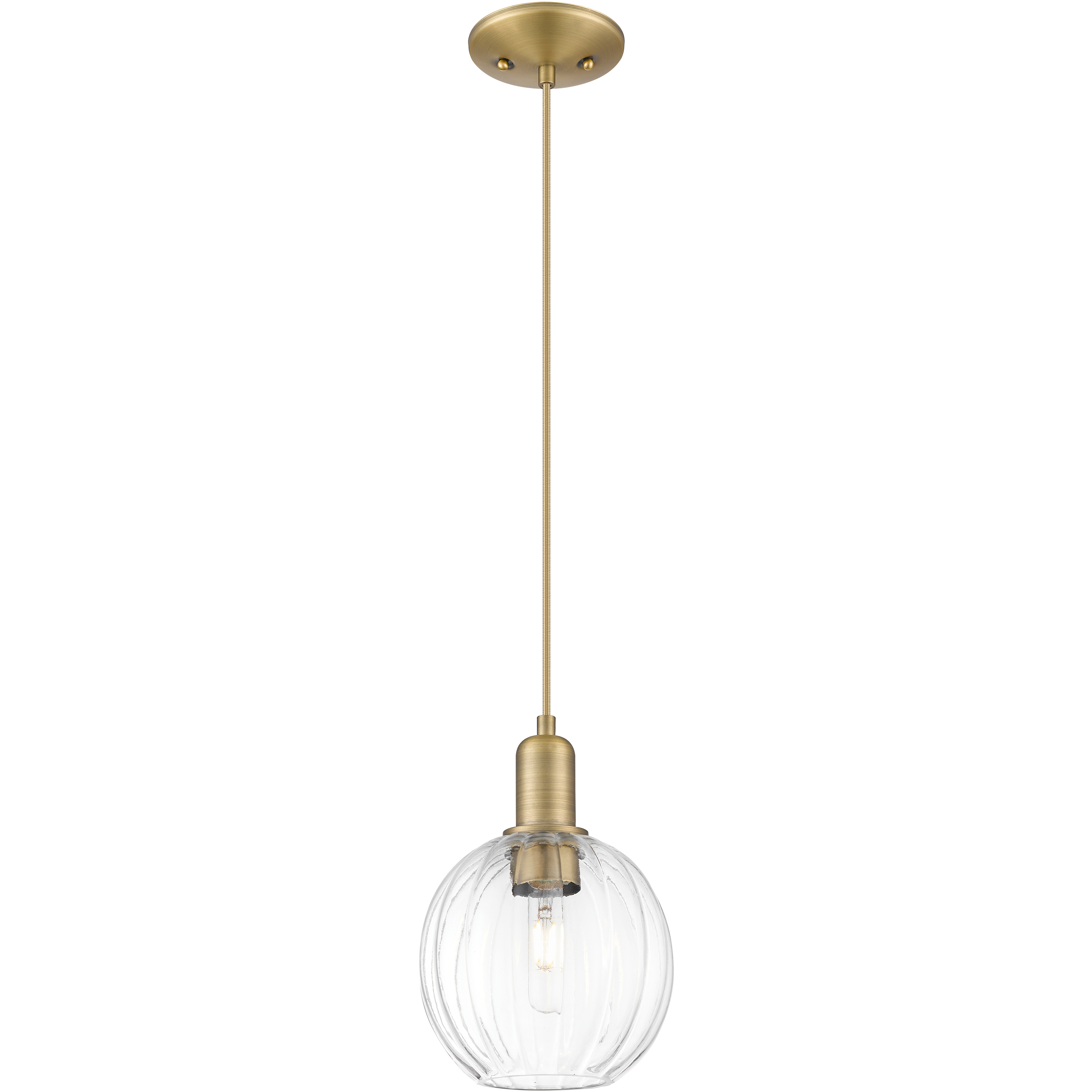 Preston 1 Light 7 inch Brushed Brass Mini Pendant Ceiling Light in Clear Glass