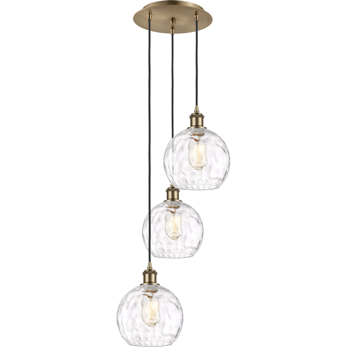 Ballston Athens Water Glass 3 Light 15 inch Antique Brass Multi-Pendant Ceiling Light