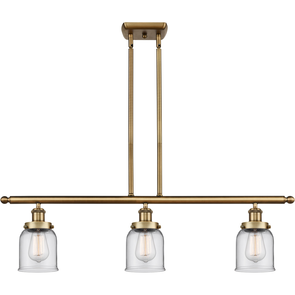 Ballston Small Bell LED 36 inch Brushed Brass Island Light Ceiling Light in Clear Glass