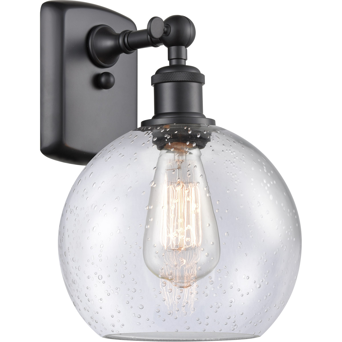 Ballston Athens LED 8 inch Matte Black Sconce Wall Light in Seedy Glass, Ballston