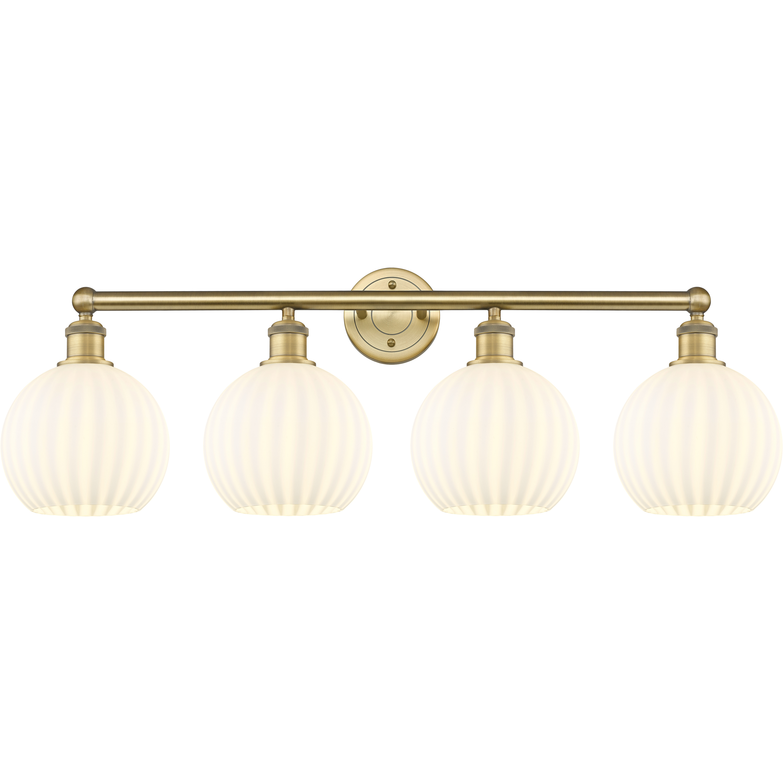Edison White Venetian 4 Light 35 inch Brushed Brass Bath Vanity Light Wall Light