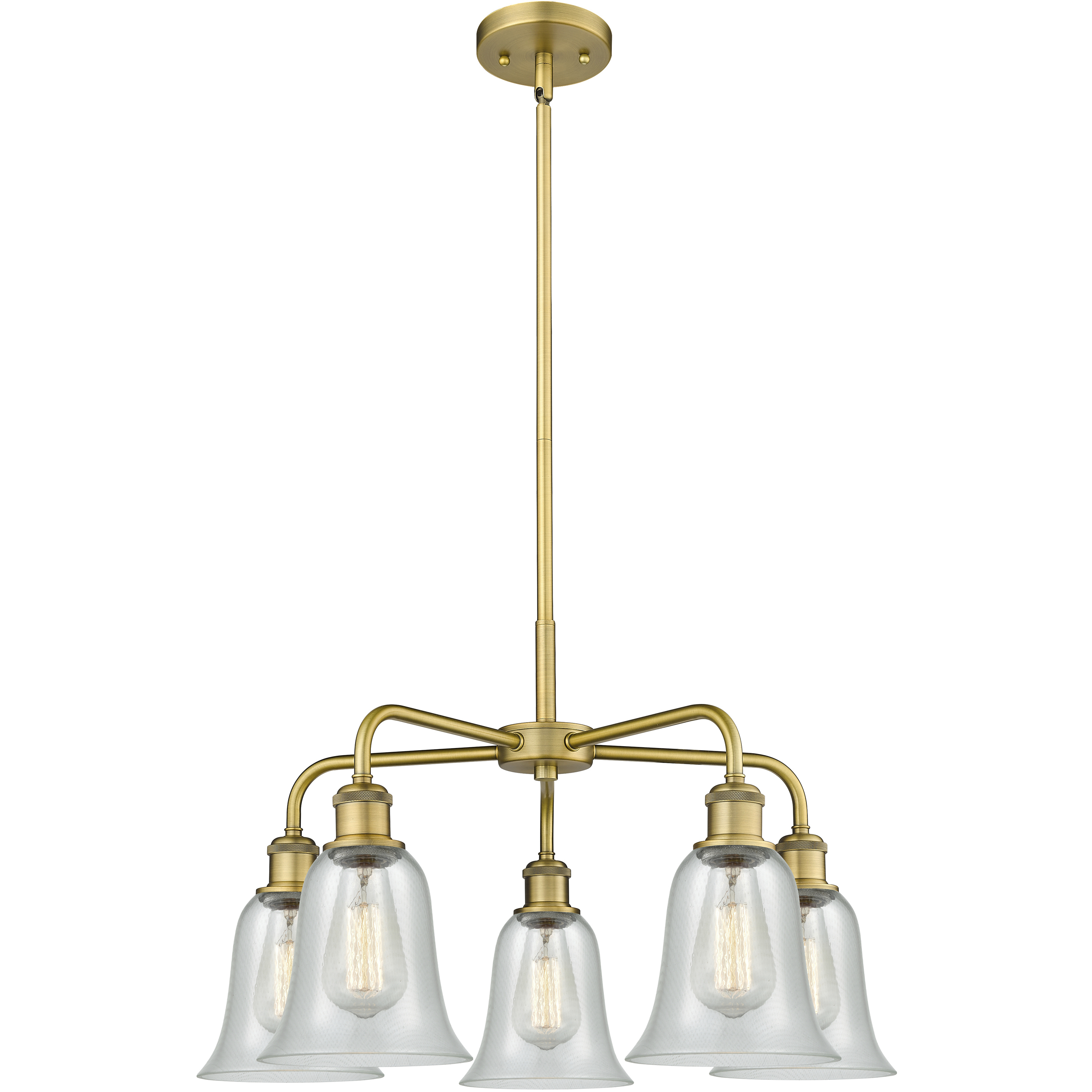 Hanover 5 Light 24.25 inch Brushed Brass Chandelier Ceiling Light in Fishnet Glass