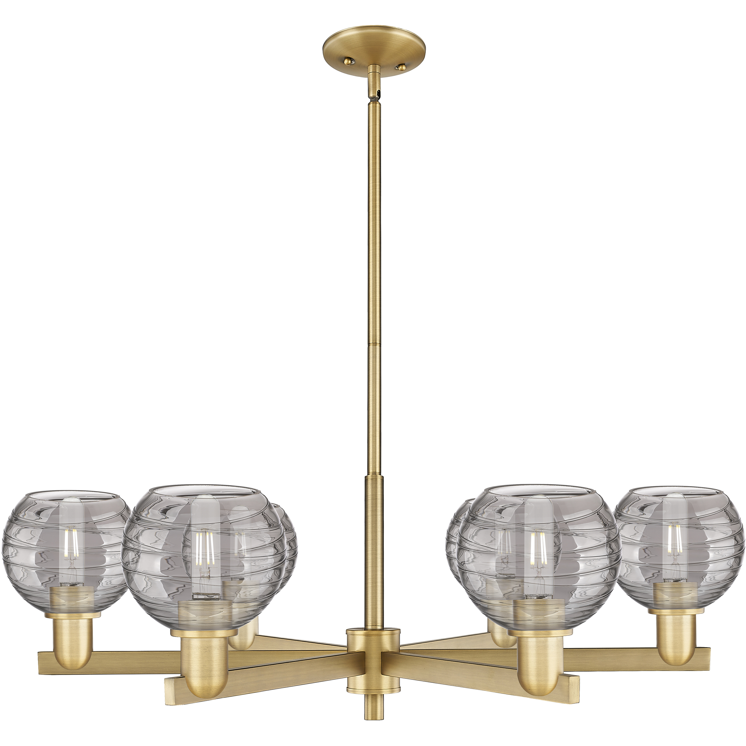 Athens Deco Swirl 6 Light 23.88 inch Brushed Brass Chandelier Ceiling Light