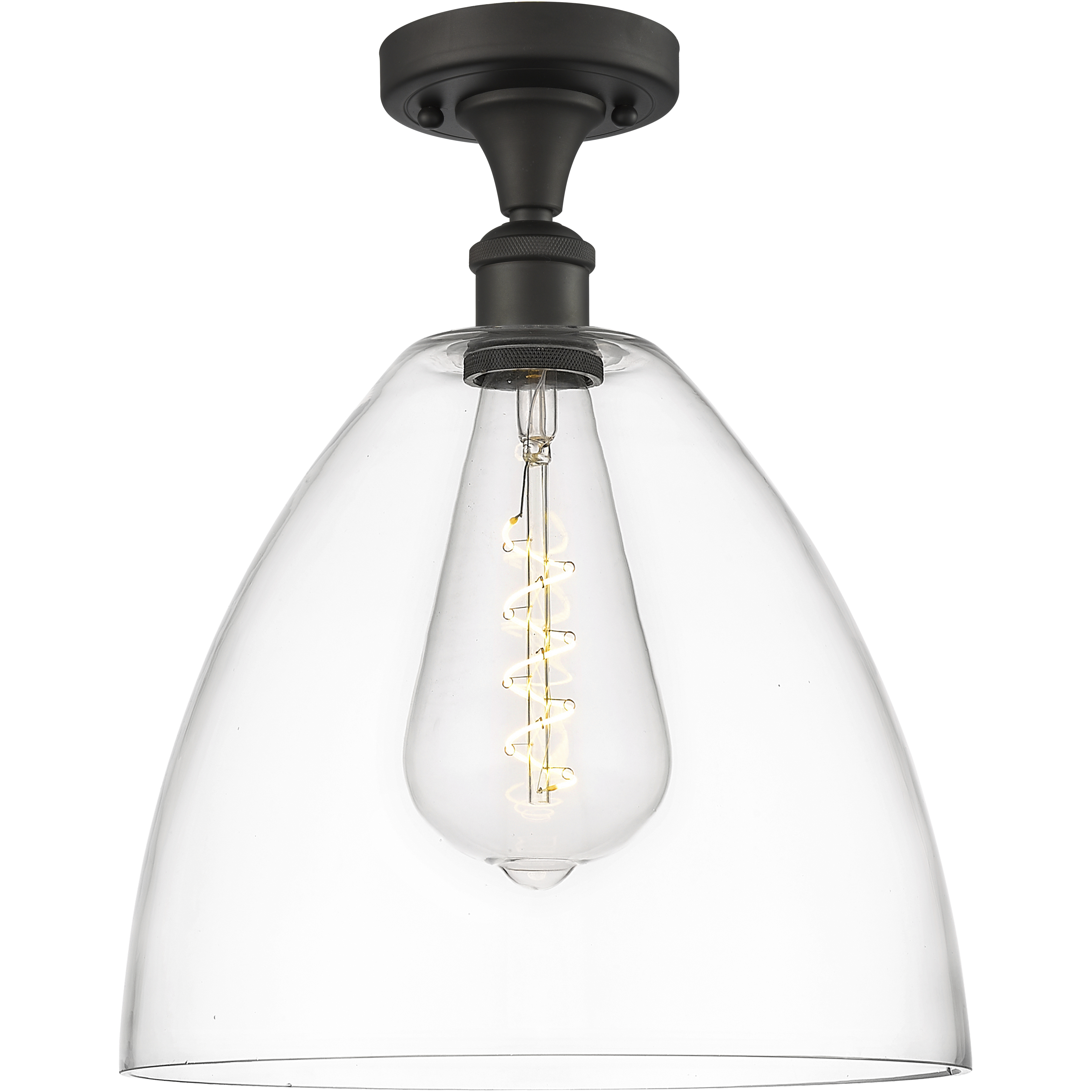 Edison Bristol Glass 1 Light 12 inch Oil Rubbed Bronze Semi-Flush Mount Ceiling Light in Clear Glass