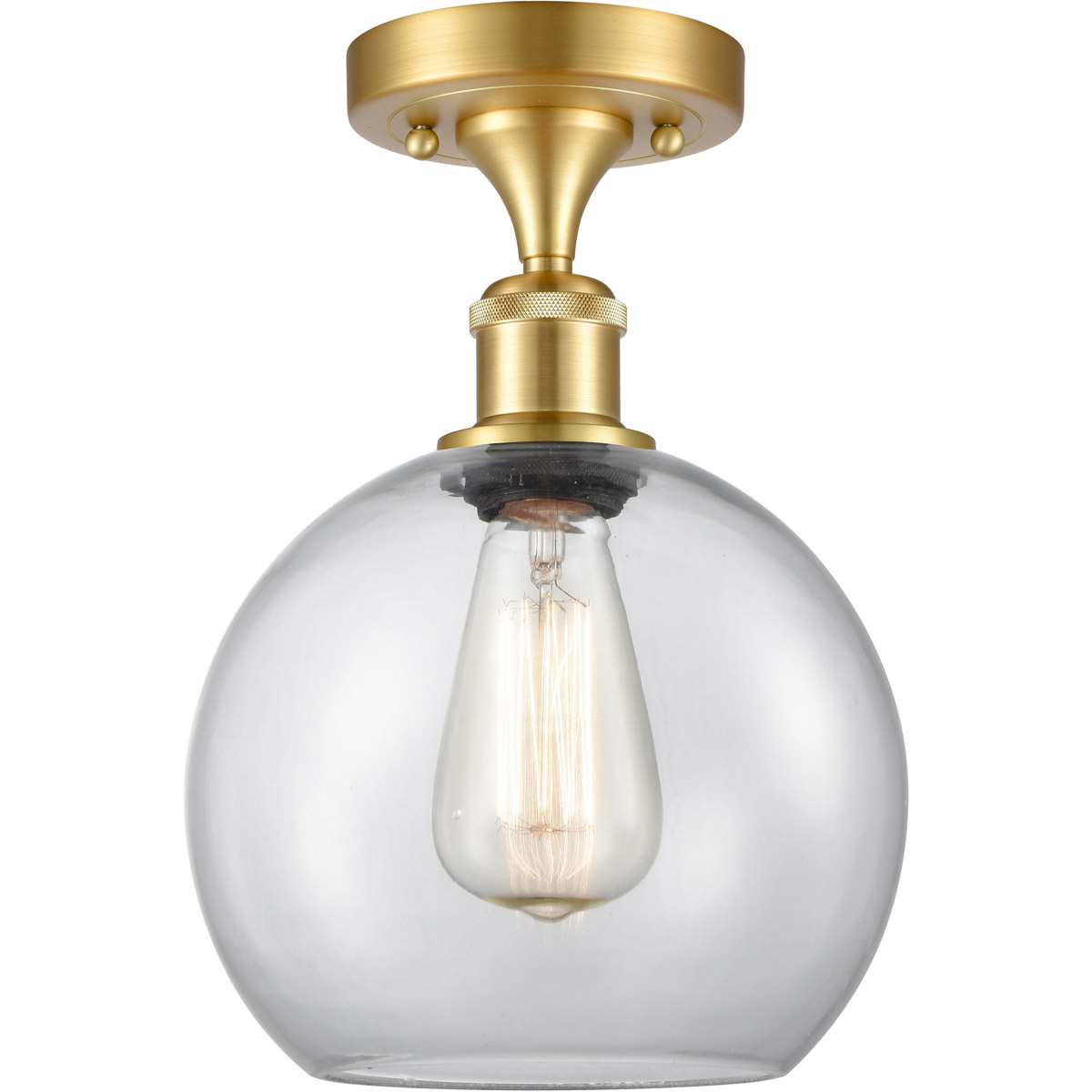 Ballston Athens 1 Light 8 inch Satin Gold Semi-Flush Mount Ceiling Light, Ballston