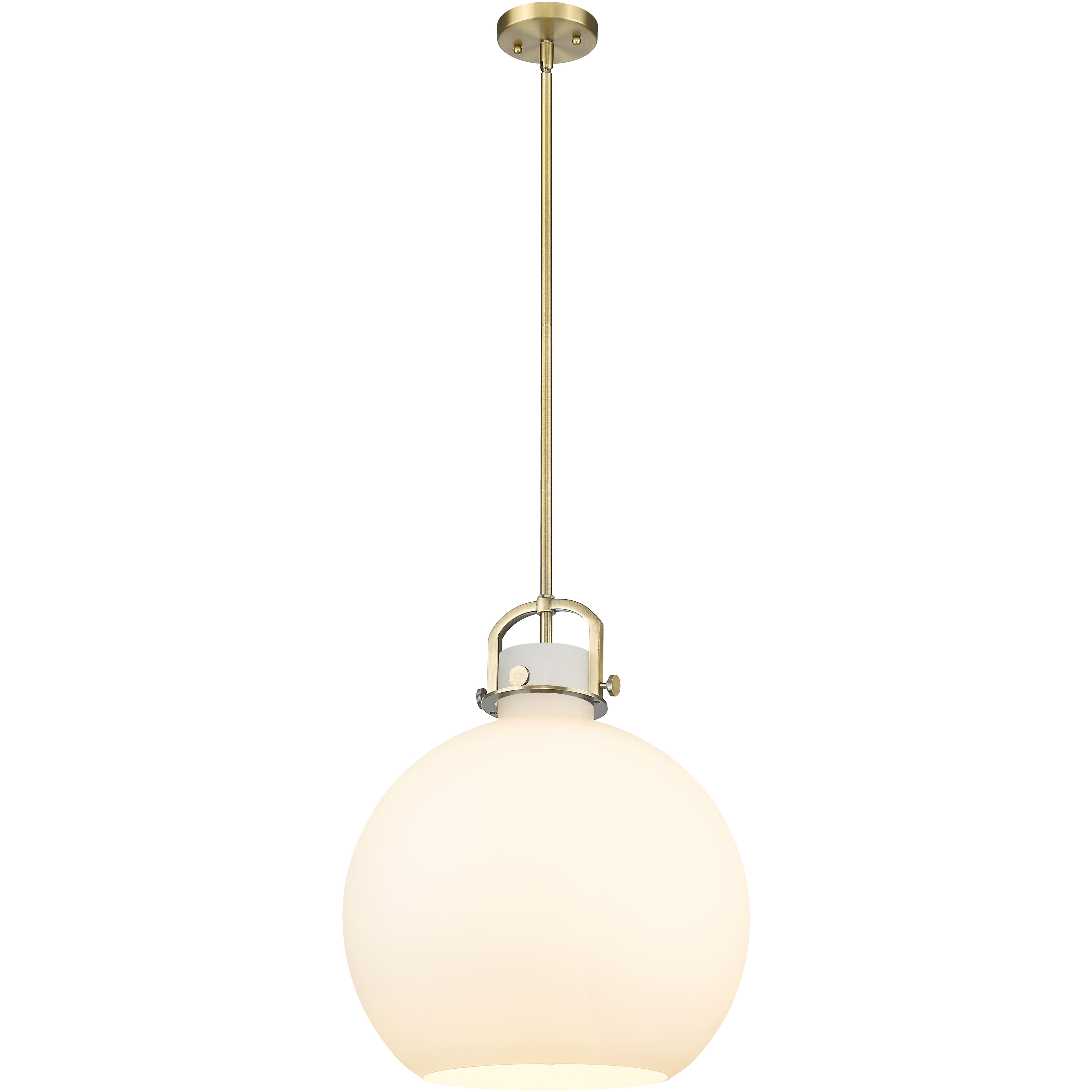 Downtown Urban Newton Sphere 1 Light 16 inch Brushed Brass Pendant Ceiling Light in Matte White