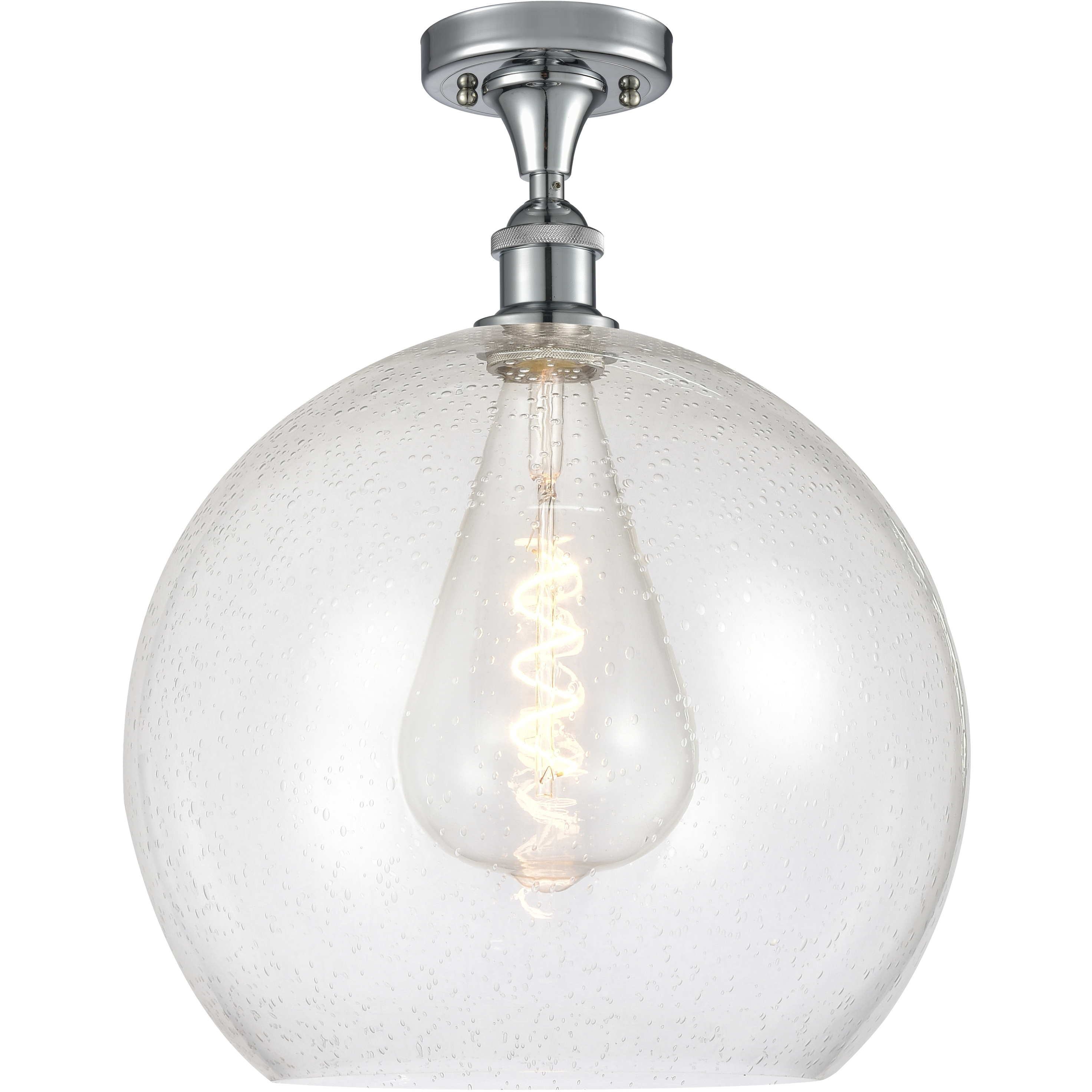 Edison Athens 1 Light 14 inch Brushed Satin Nickel Semi-Flush Mount Ceiling Light in Matte White Glass