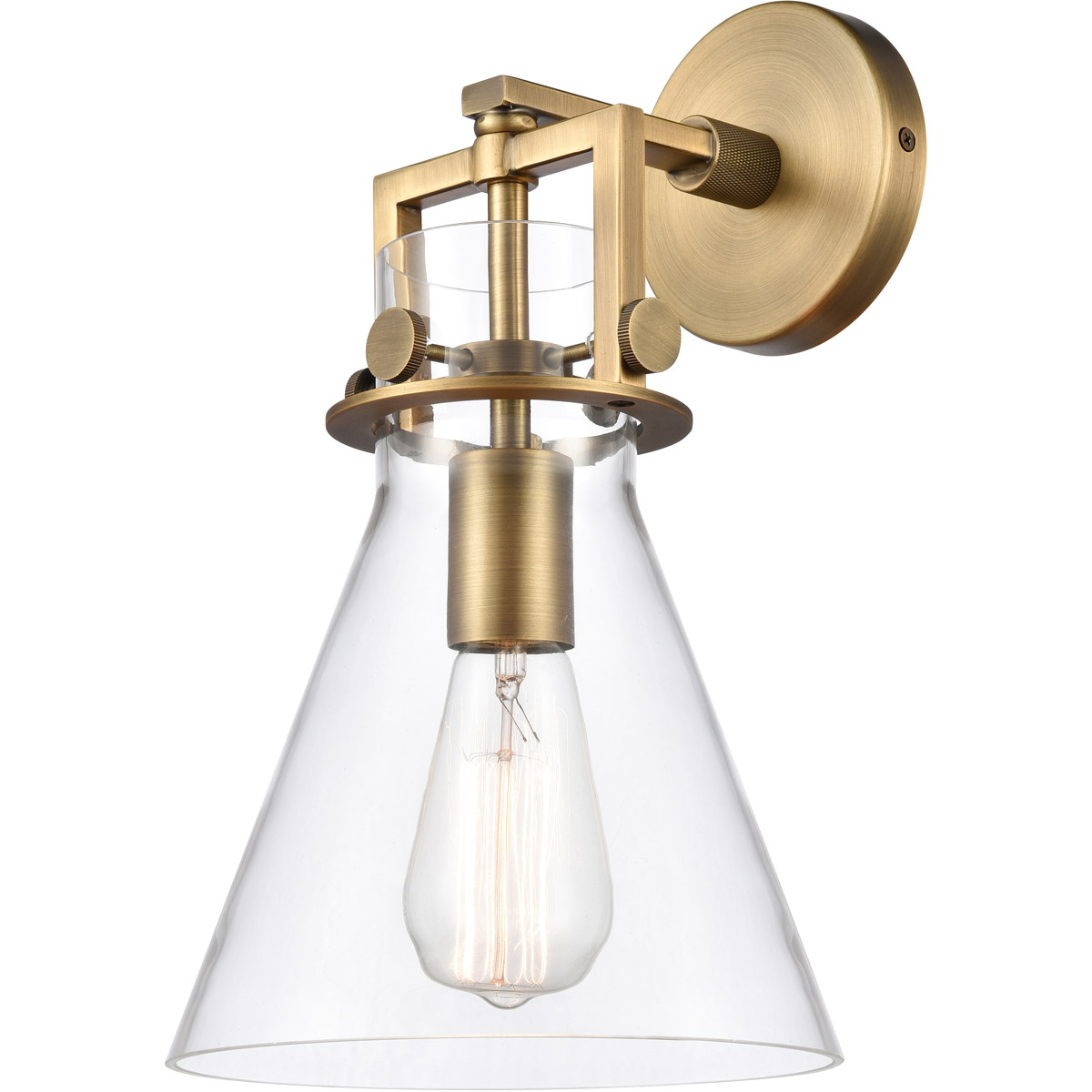 Restoration Newton 1 Light 8 inch Brushed Brass Sconce Wall Light, Restoration 