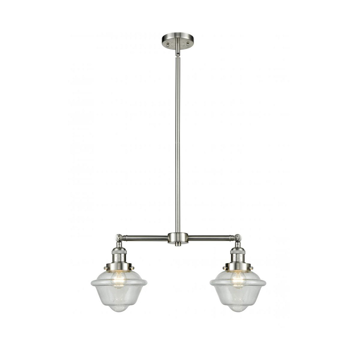 Franklin Restoration Small Oxford LED 24 inch Brushed Satin Nickel Chandelier Ceiling Light in Seedy Glass, Franklin Restoration