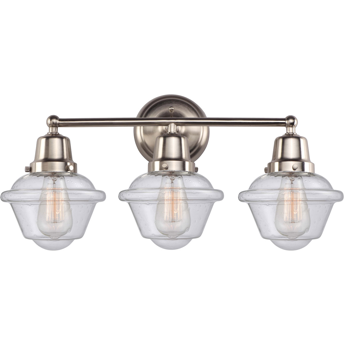 Aditi Small Oxford 3 Light 23.5 inch Brushed Satin Nickel Bath Vanity Light Wall Light, Aditi