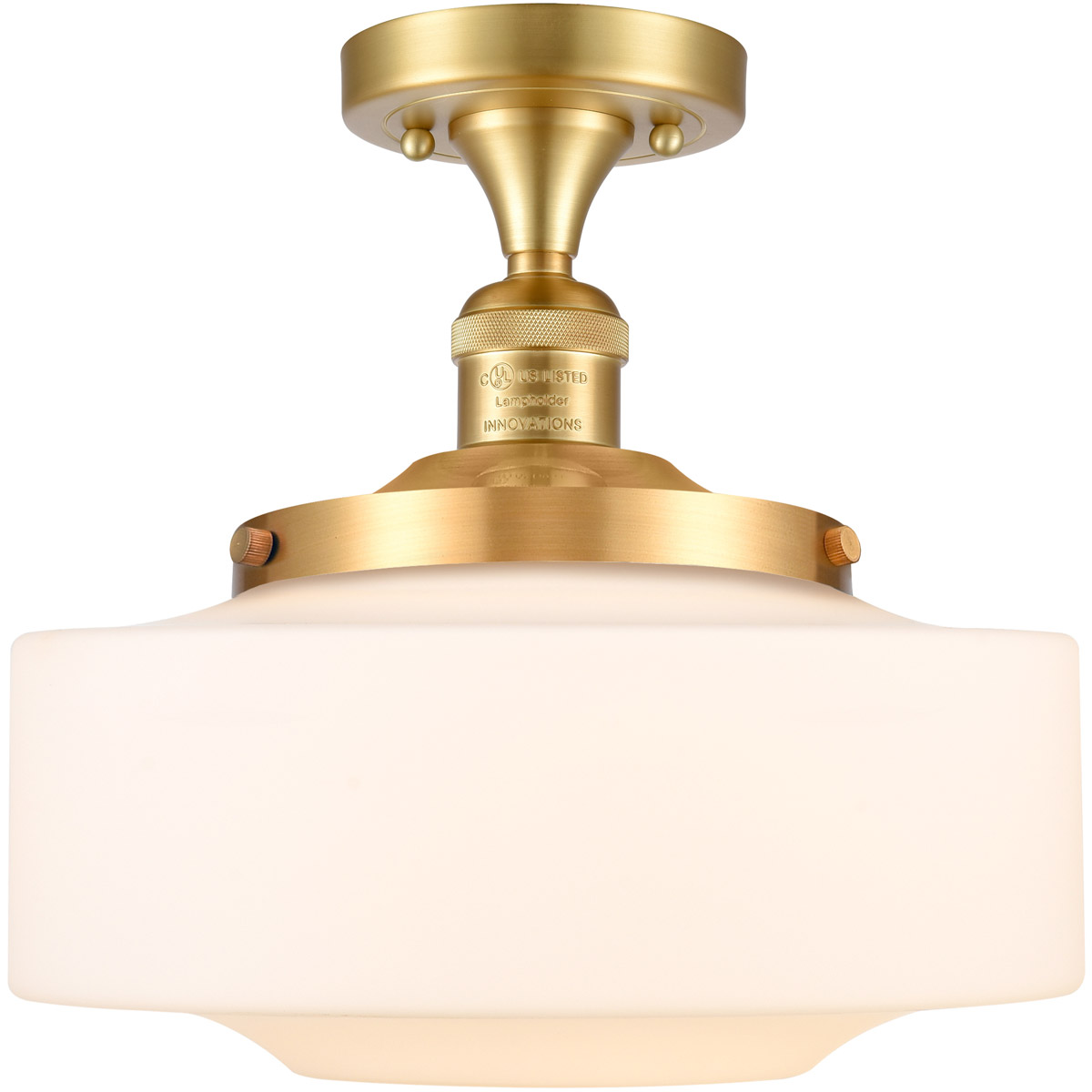 Franklin Restoration Bridgeton LED 12 inch Black Antique Brass Semi-Flush Mount Ceiling Light in Matte White Glass