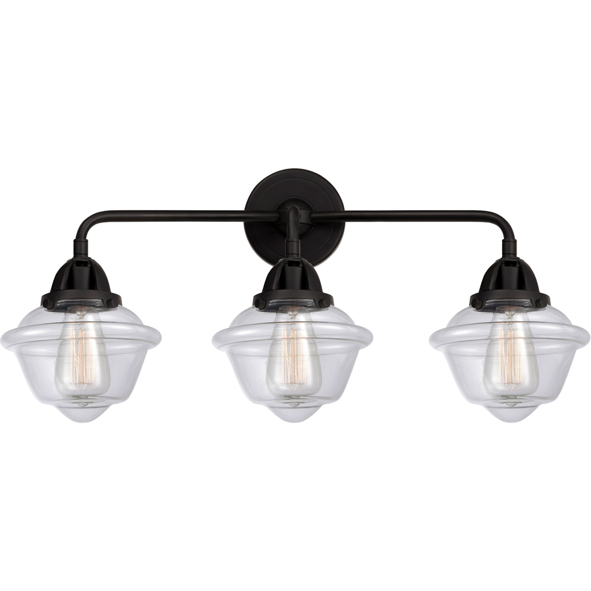 Nouveau 2 Small Oxford LED 25.5 inch Matte Black Bath Vanity Light Wall Light in Clear Glass