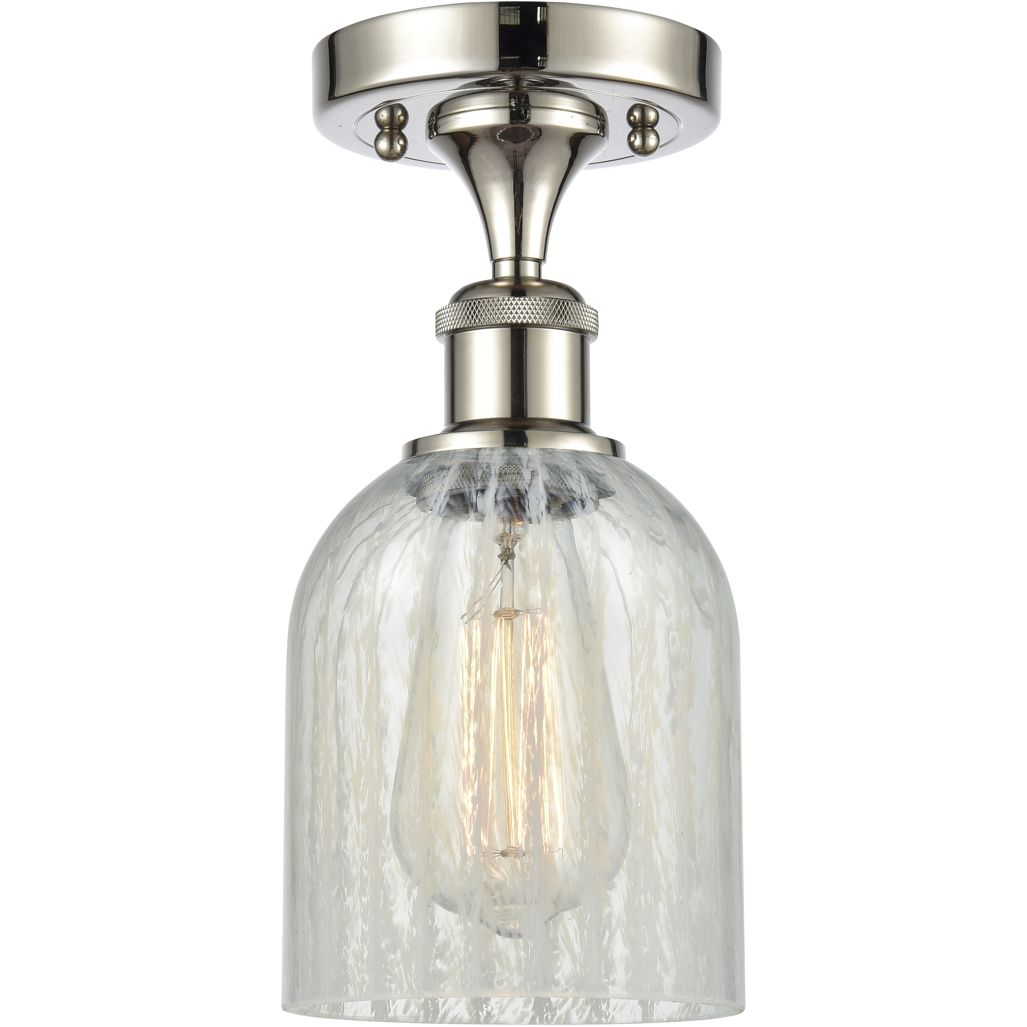 Caledonia 1 Light 5 inch Polished Nickel Flush Mount Ceiling Light in Mouchette Glass