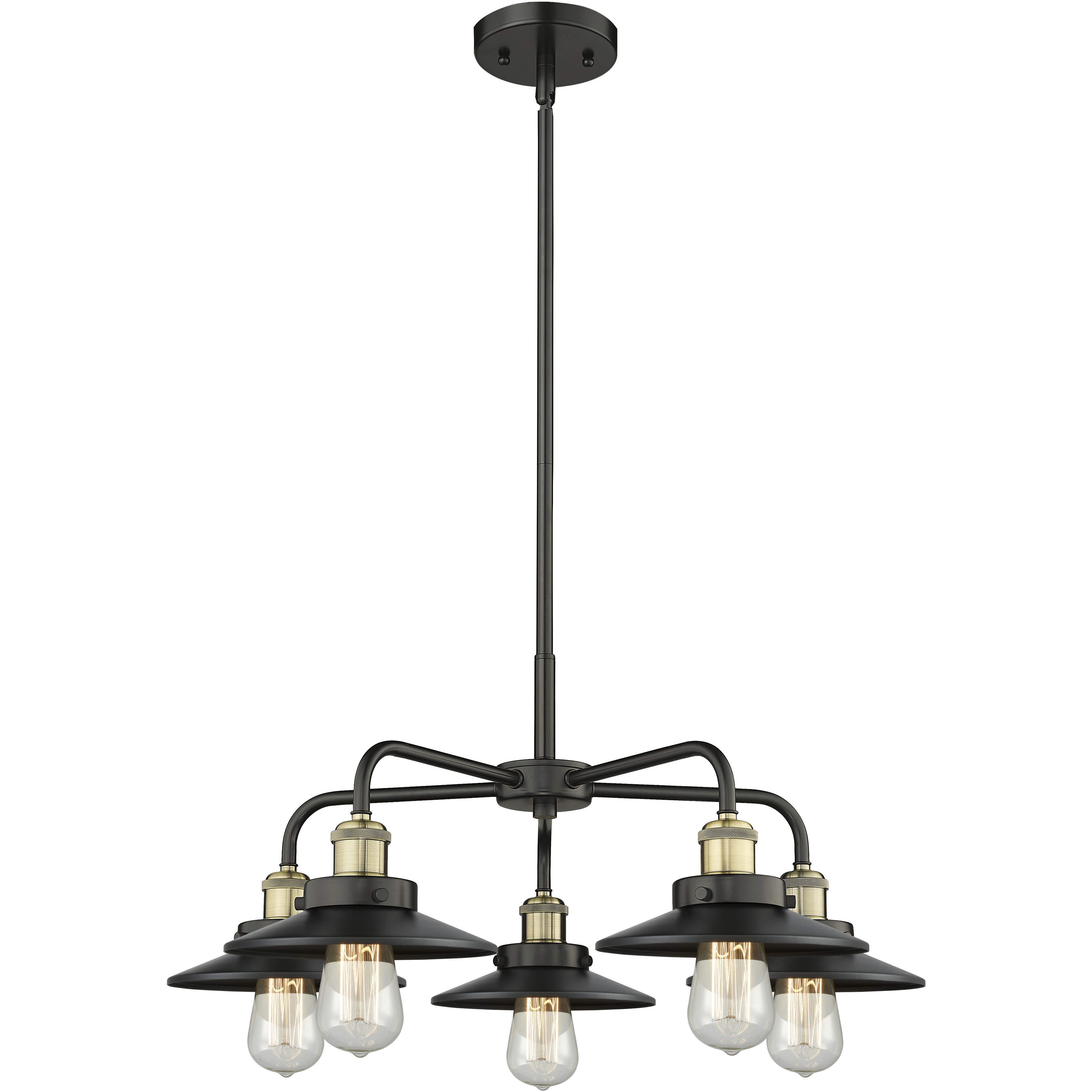 Ballston Urban 5 Light 26 inch Black Antique Brass Chandelier Ceiling Light in Matte Black