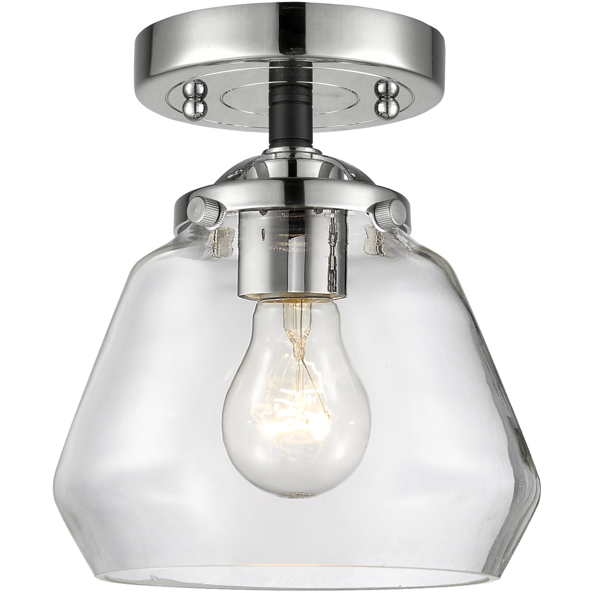 Nouveau Fulton 1 Light 7 inch Black Polished Nickel Semi-Flush Mount Ceiling Light in Clear Glass, Nouveau