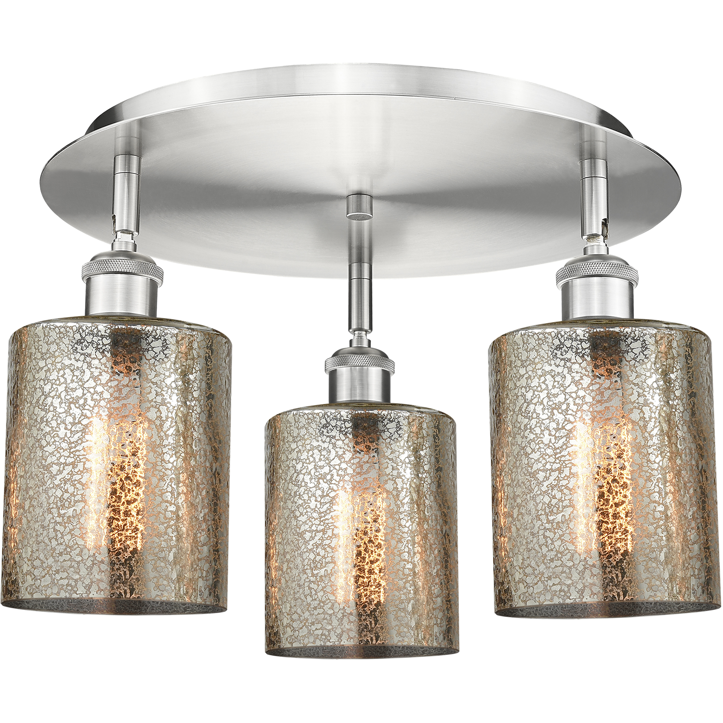 Cobbleskill 3 Light 16.75 inch Satin Nickel Flush Mount Ceiling Light in Mercury