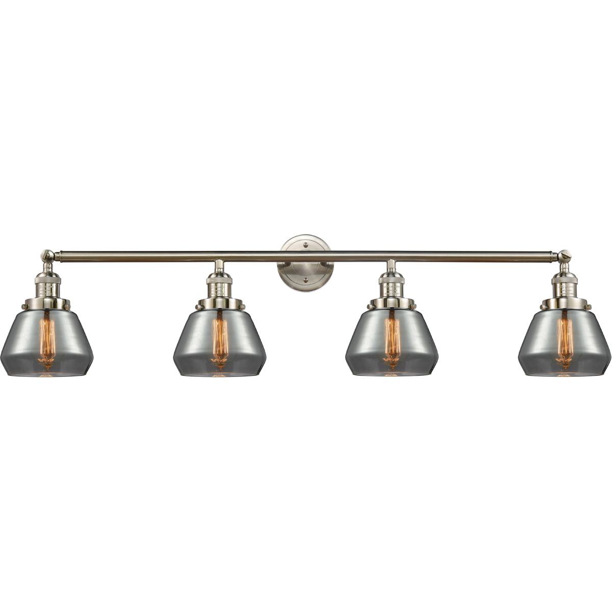 Franklin Restoration Fulton 4 Light 43 inch Brushed Satin Nickel Bath Vanity Light Wall Light in Plated Smoke Glass, Franklin Restoration