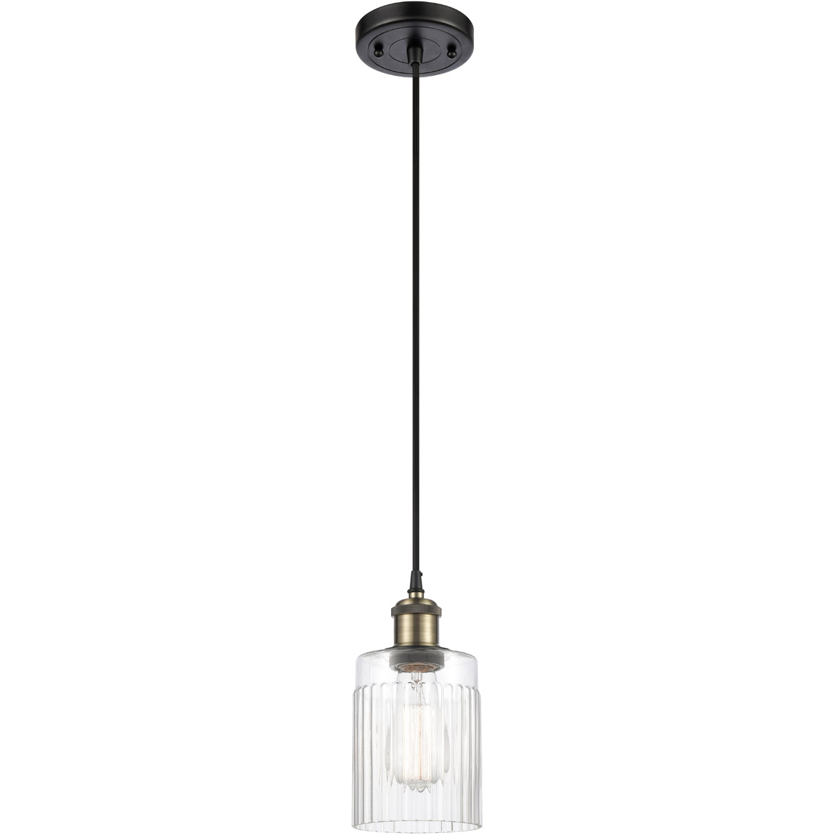 Ballston Hadley 1 Light 5 inch Black Antique Brass Mini Pendant Ceiling Light in Clear Glass, Ballston