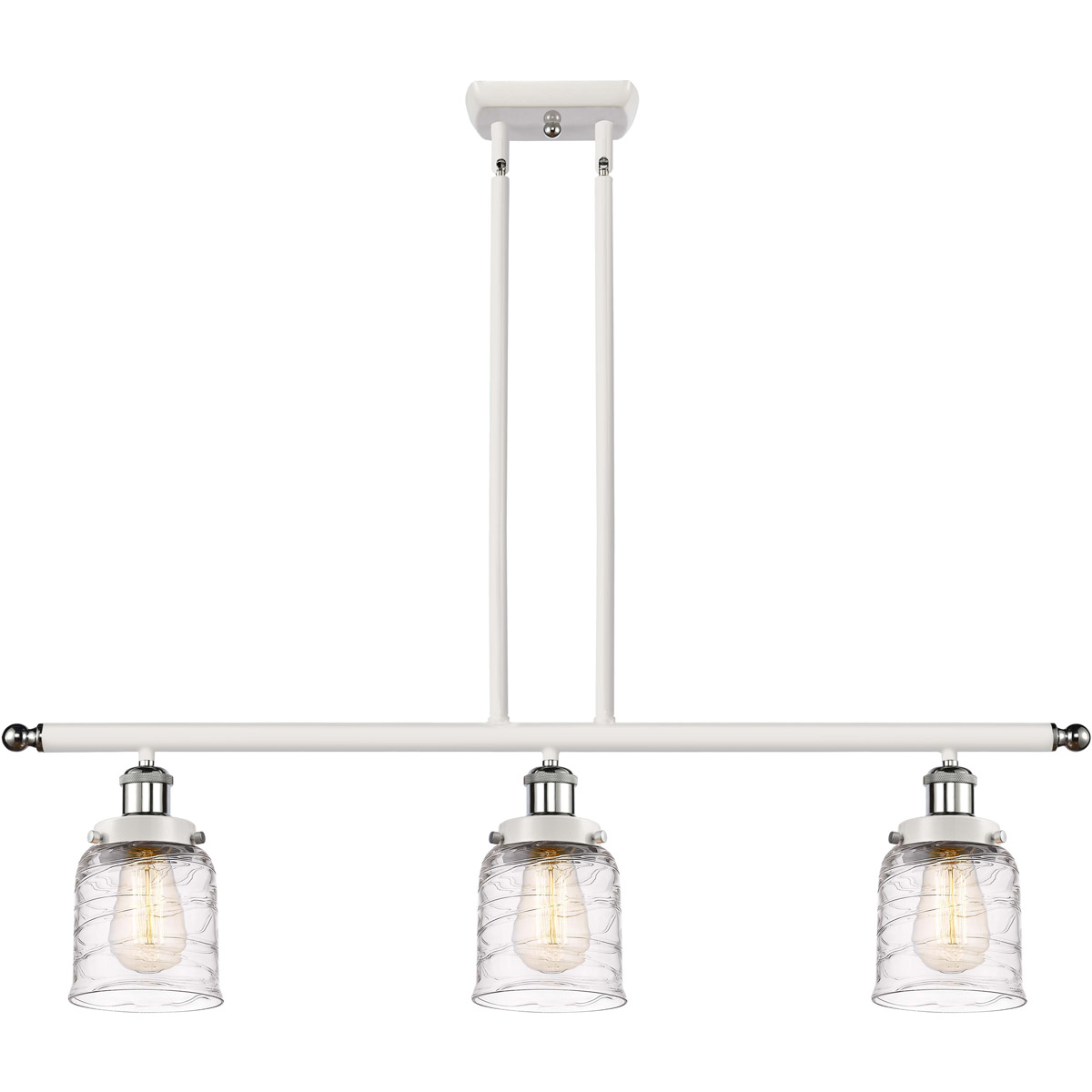 Ballston Bell 3 Light 36 inch White and Polished Chrome Island Light Ceiling Light