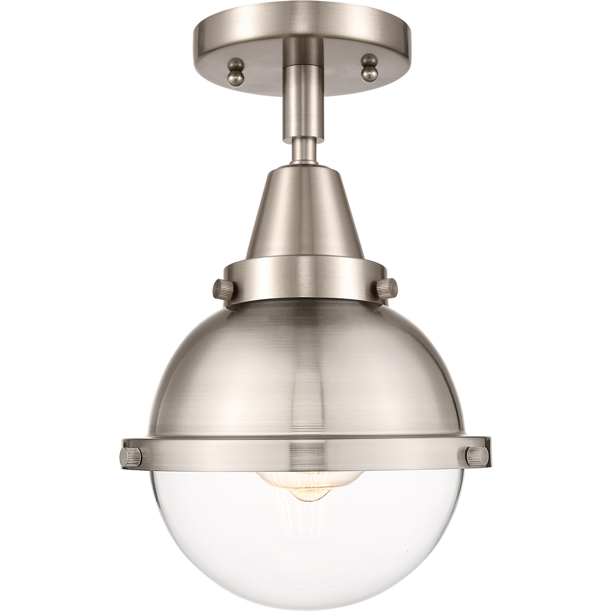Franklin Restoration Hampden LED 7.25 inch Brushed Satin Nickel Flush Mount Ceiling Light in Clear Glass