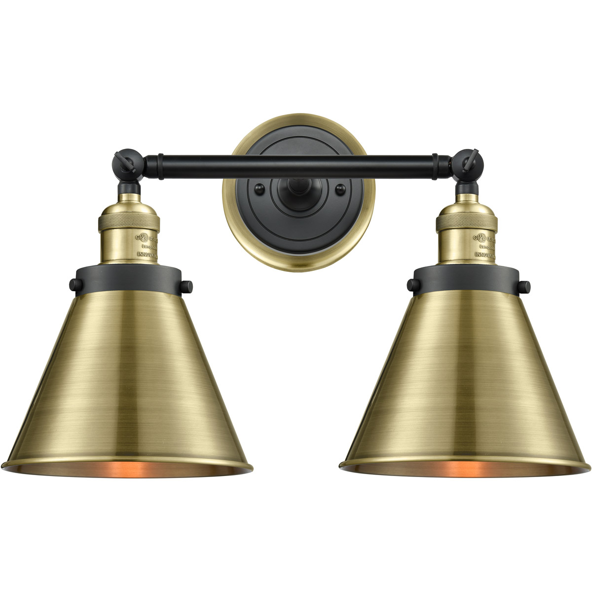 Franklin Restoration Appalachian 2 Light 18 inch Black Antique Brass Bath Vanity Light Wall Light