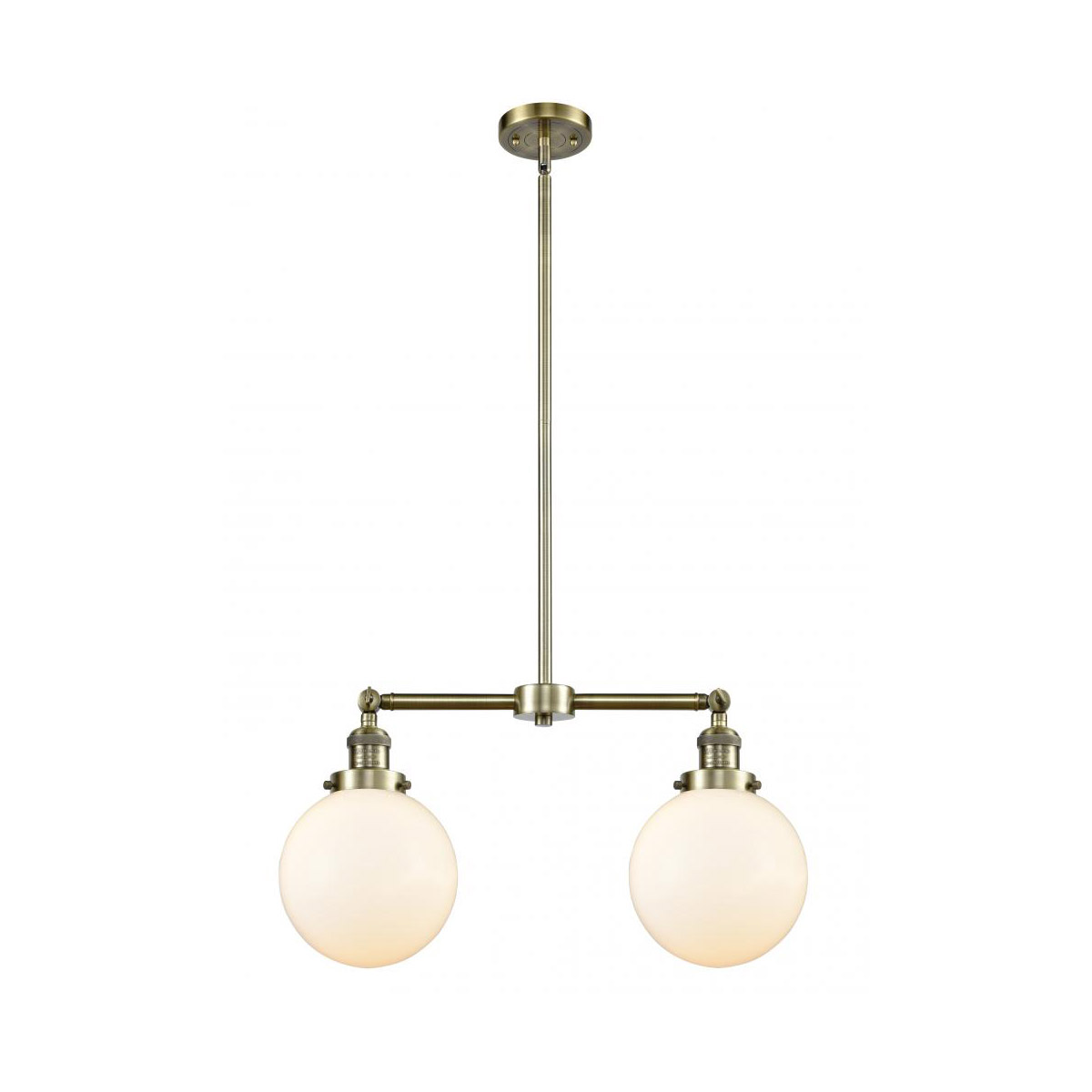 Franklin Restoration Large Beacon LED 25 inch Antique Brass Chandelier Ceiling Light in Matte White Glass, Franklin Restoration