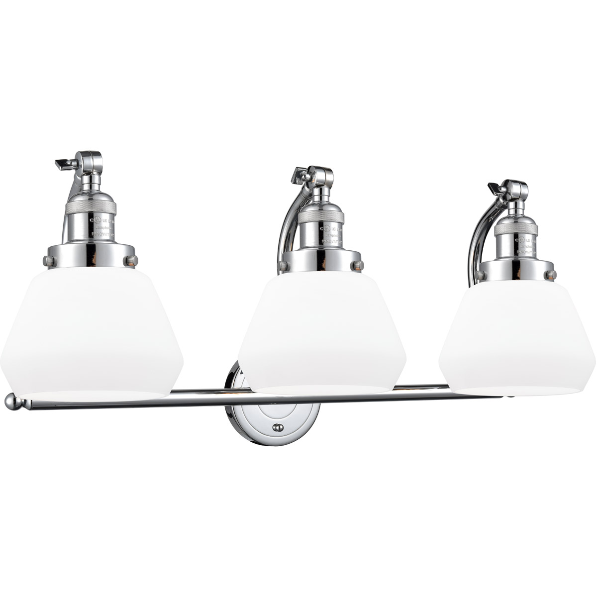 Franklin Restoration Fulton 3 Light 28 inch Polished Chrome Bath Vanity Light Wall Light in Matte White Glass, Franklin Restoration