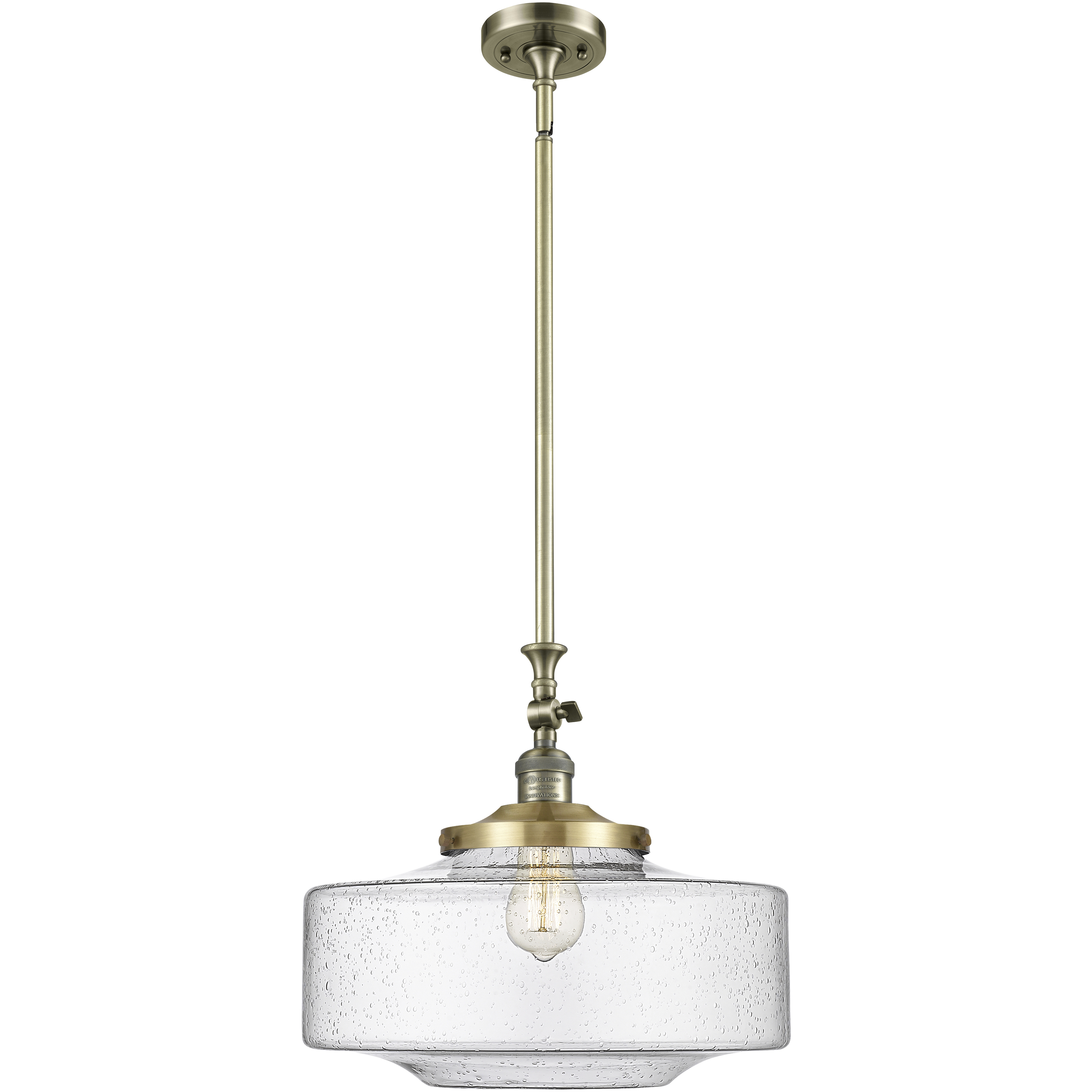 Franklin Restoration Bridgeton 1 Light 16 inch Antique Brass Mini Pendant Ceiling Light in Incandescent, Seedy