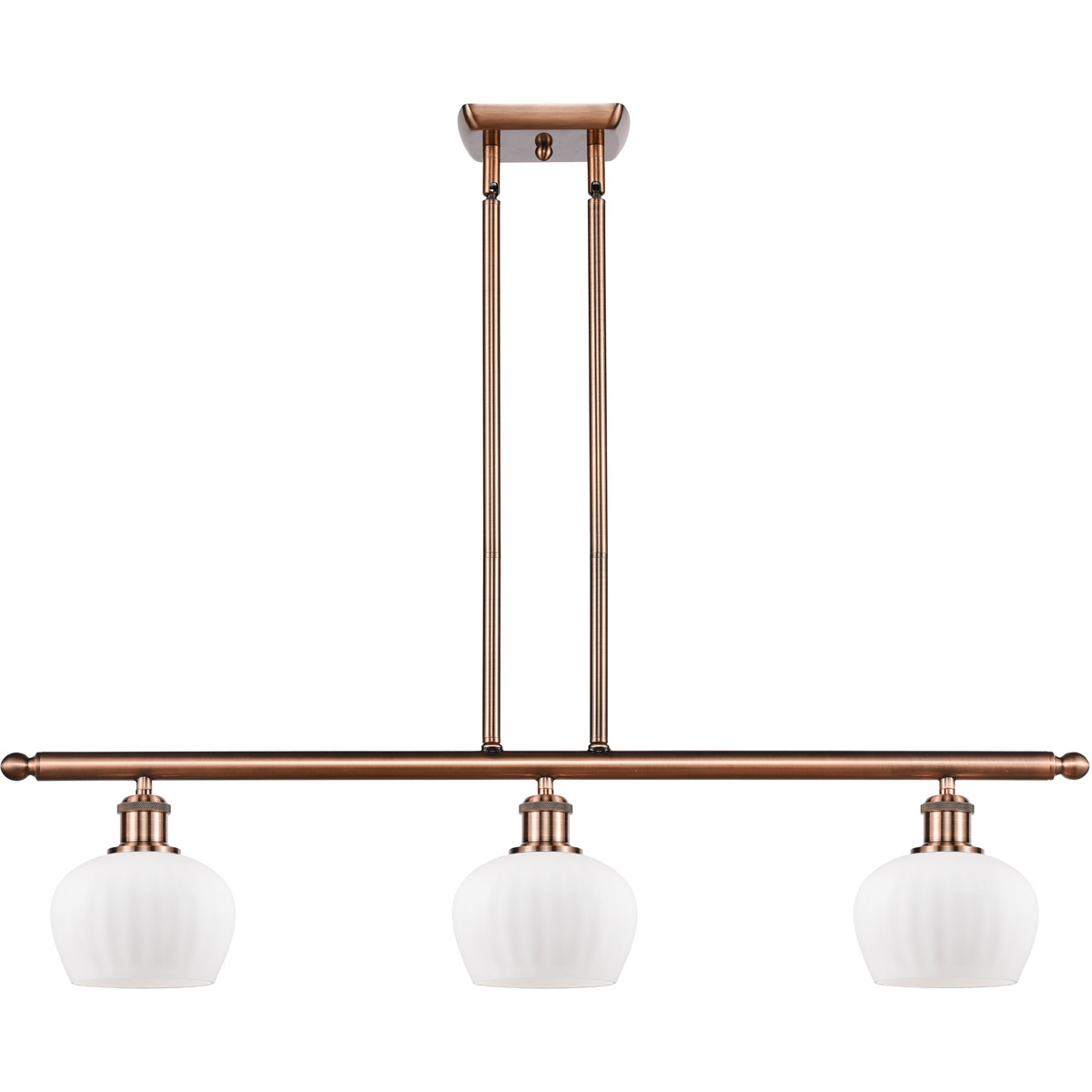 Ballston Fenton LED 36 inch Antique Copper Island Light Ceiling Light in Matte White Glass, Ballston